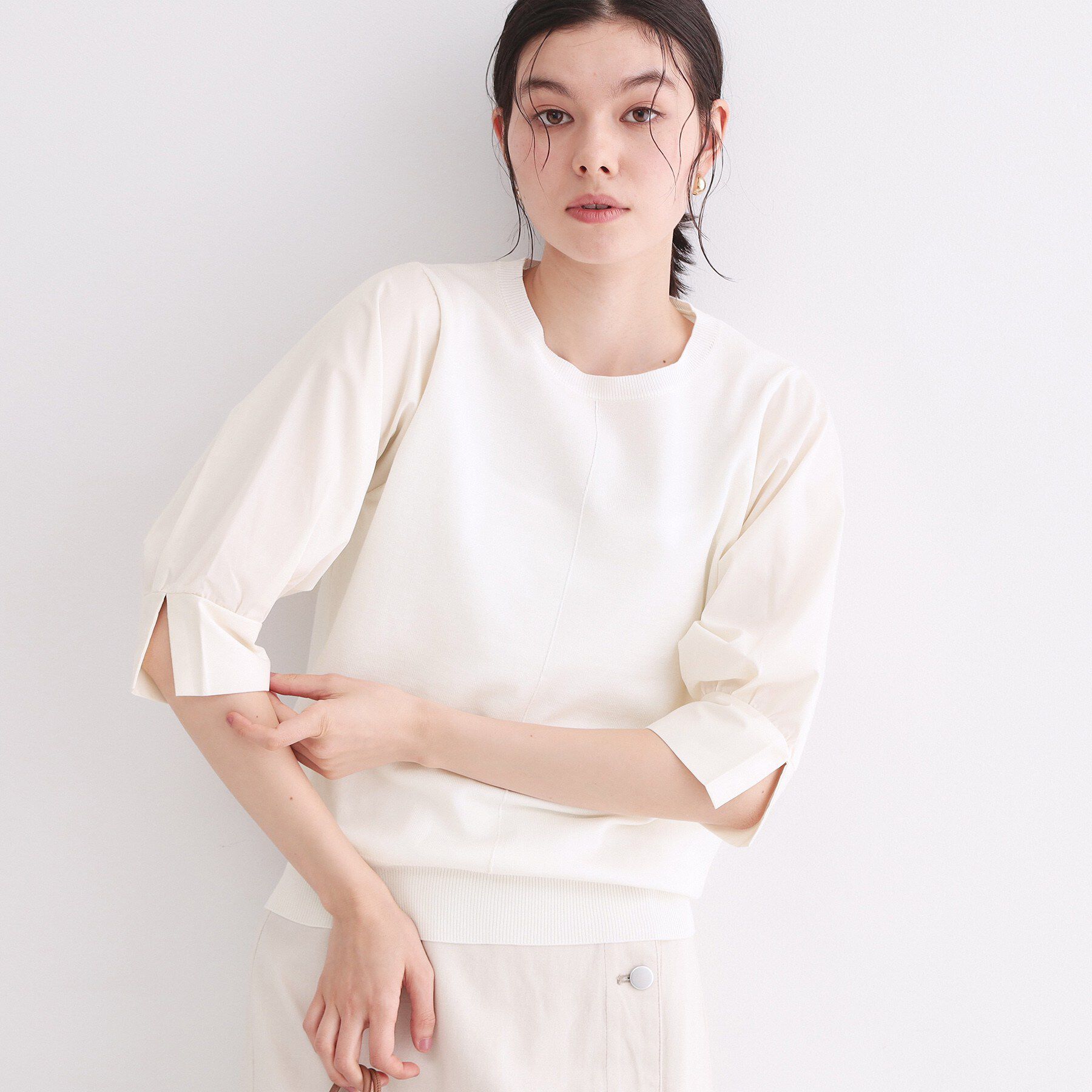 OPAQUE.CLIP「ドッキングスリーブニット【洗濯機洗い可/抗ピル】」|ニット・セーター|