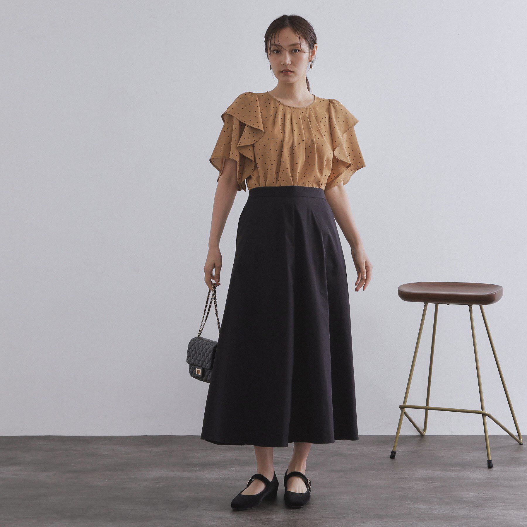 OPAQUE.CLIP「コットンライクフレアスカート【洗濯機洗い可】」|スカート|