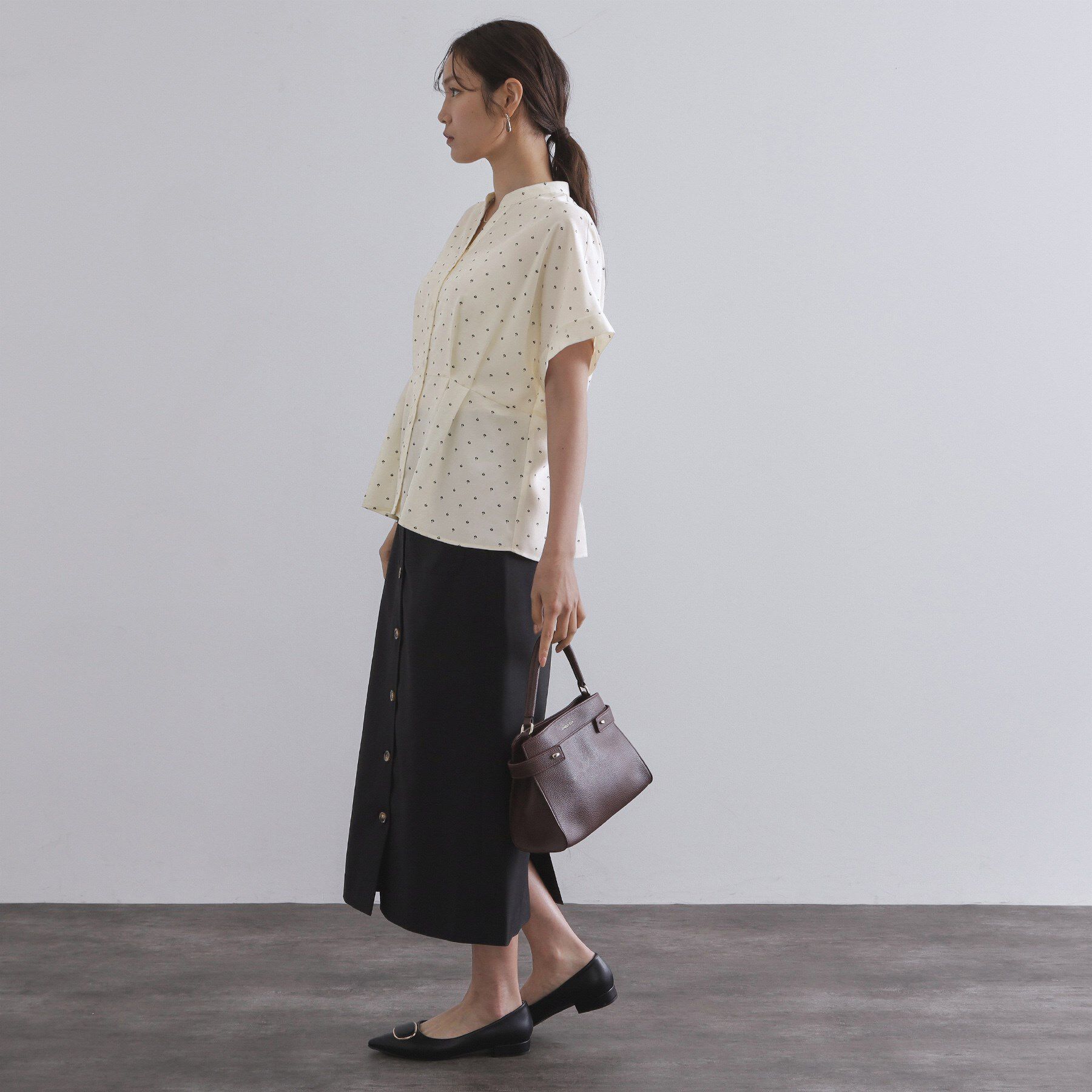 OPAQUE.CLIP「プリントペプラムブラウス【洗濯機洗い可】」|シャツ・ブラウス|