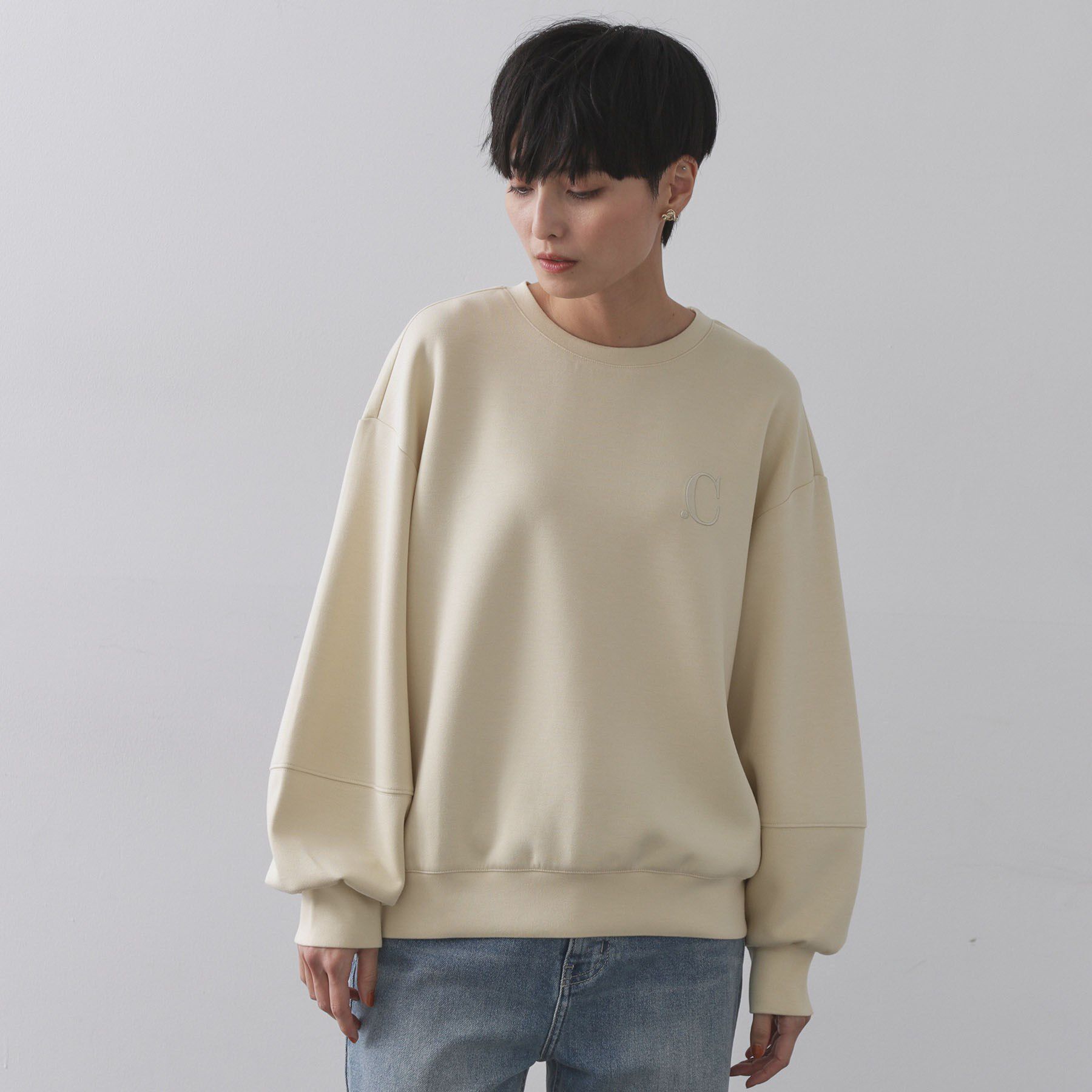 OPAQUE.CLIP「ワンポイント刺繍ダンボールトップス【UVケア/洗濯機洗い可】」|Tシャツ・カットソー|