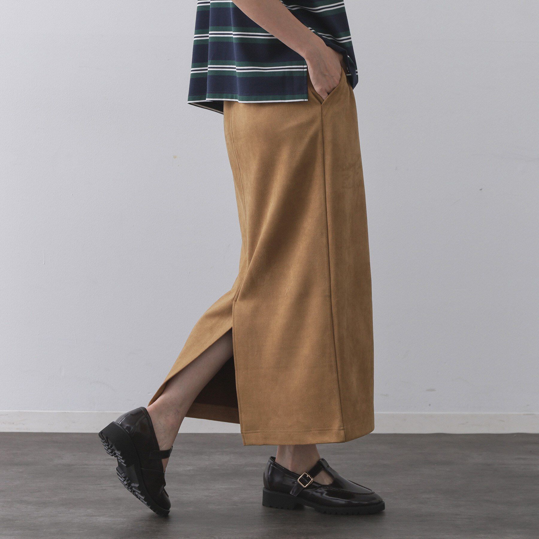 OPAQUE.CLIP「スエードライクナロースカート【洗濯機洗い可】」|スカート|