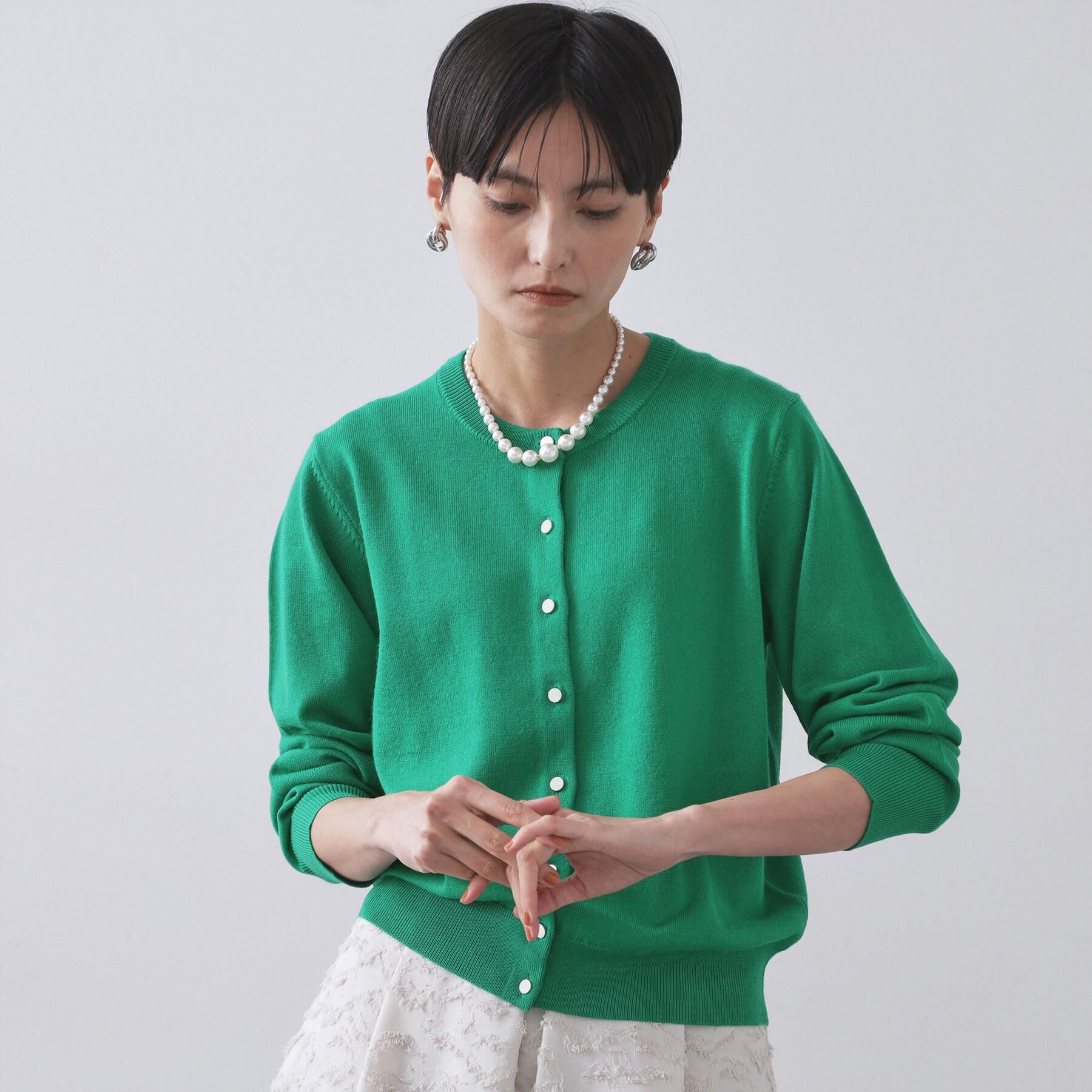 OPAQUE.CLIP「クルーニットカーディガン/エクストラファインメリノウール【THEシリーズ/洗濯機OK】」|カーディガン|