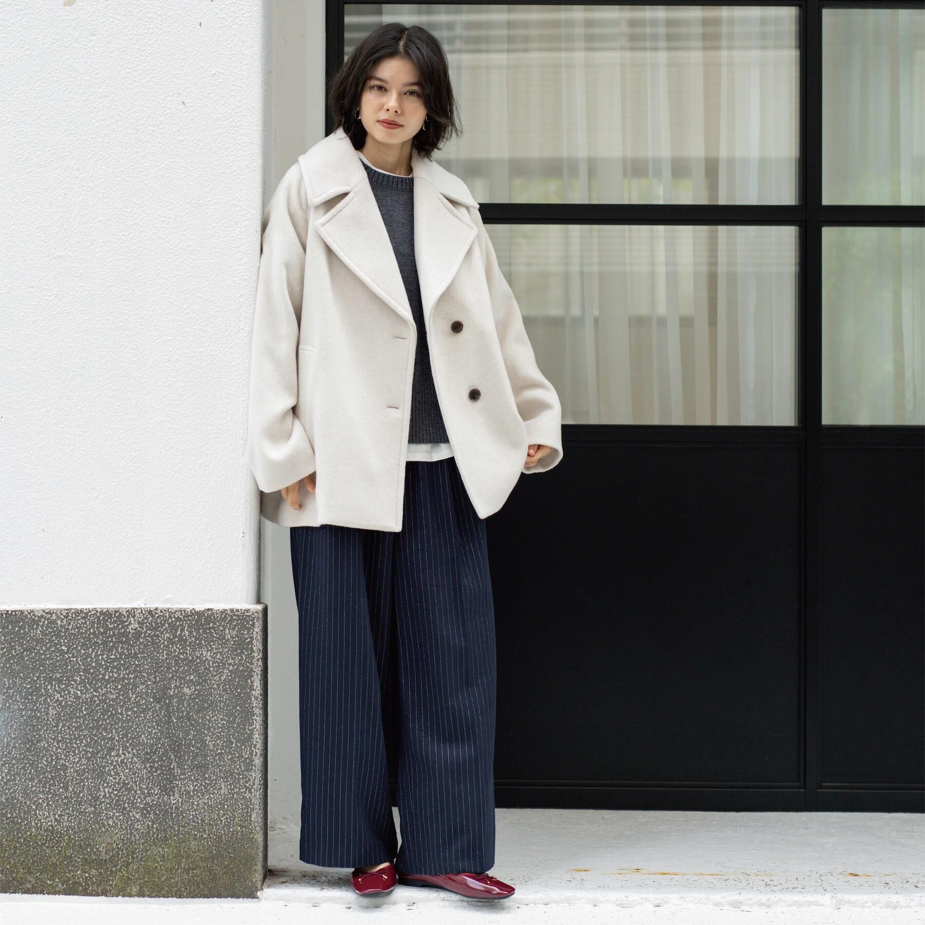 OPAQUE.CLIP「カシミヤブレンドウールミドルピーコート」|ピーコート|