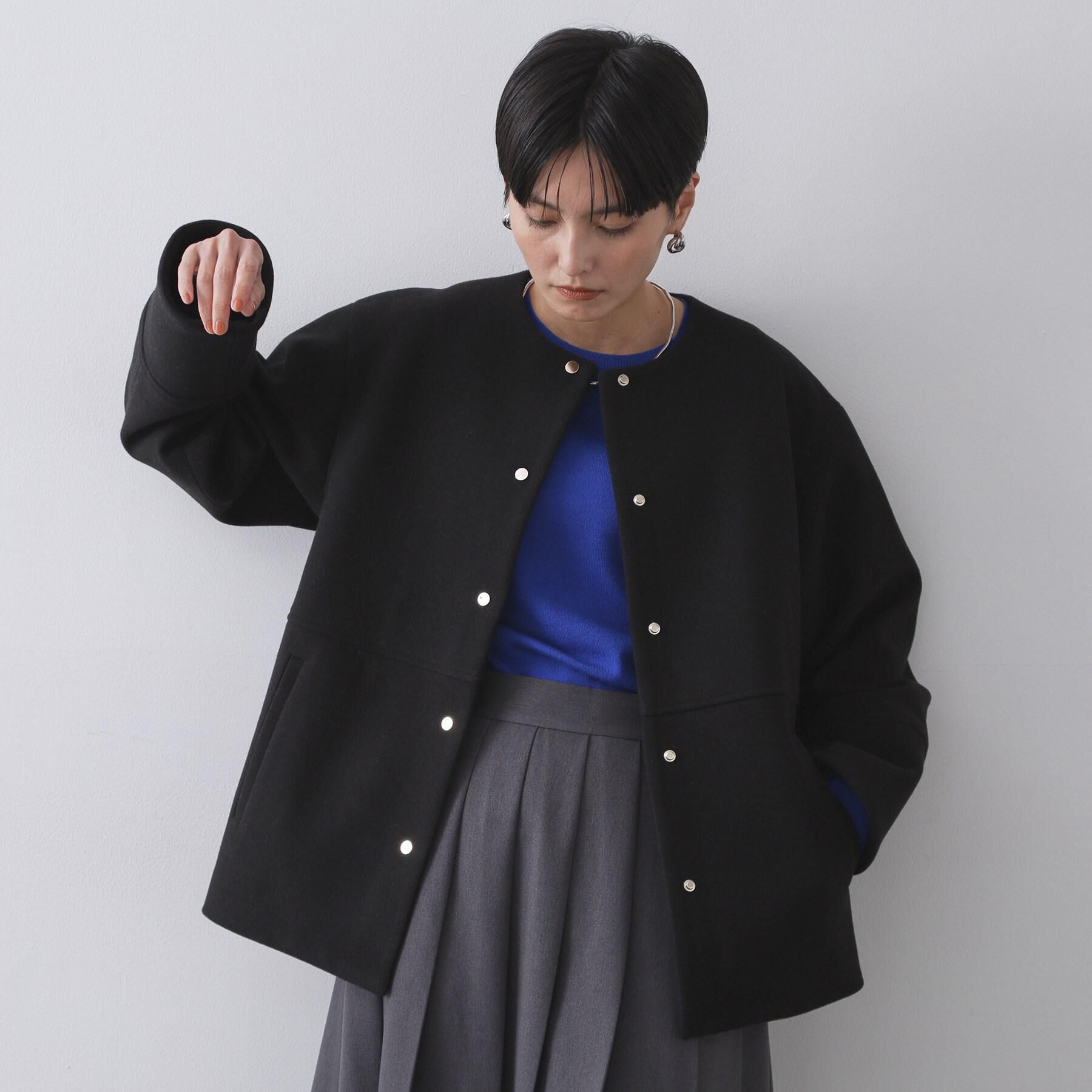 OPAQUE.CLIP「ウールライクメルトンノーカラーコート【洗濯機洗い可】」|ノーカラーコート|