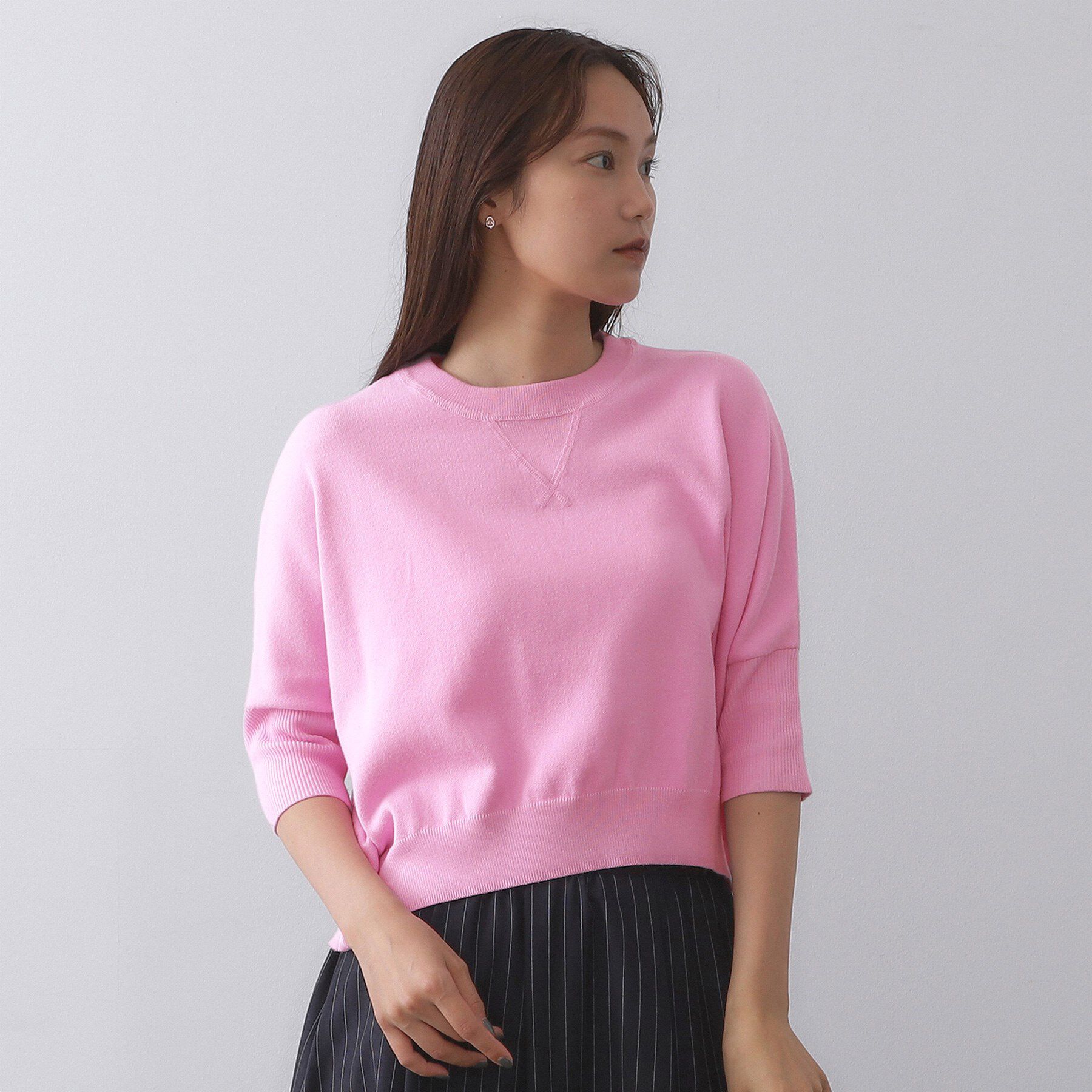 OPAQUE.CLIP「スウェットライクドルマンスリーブニット【洗濯機洗い可】」|ニット・セーター|