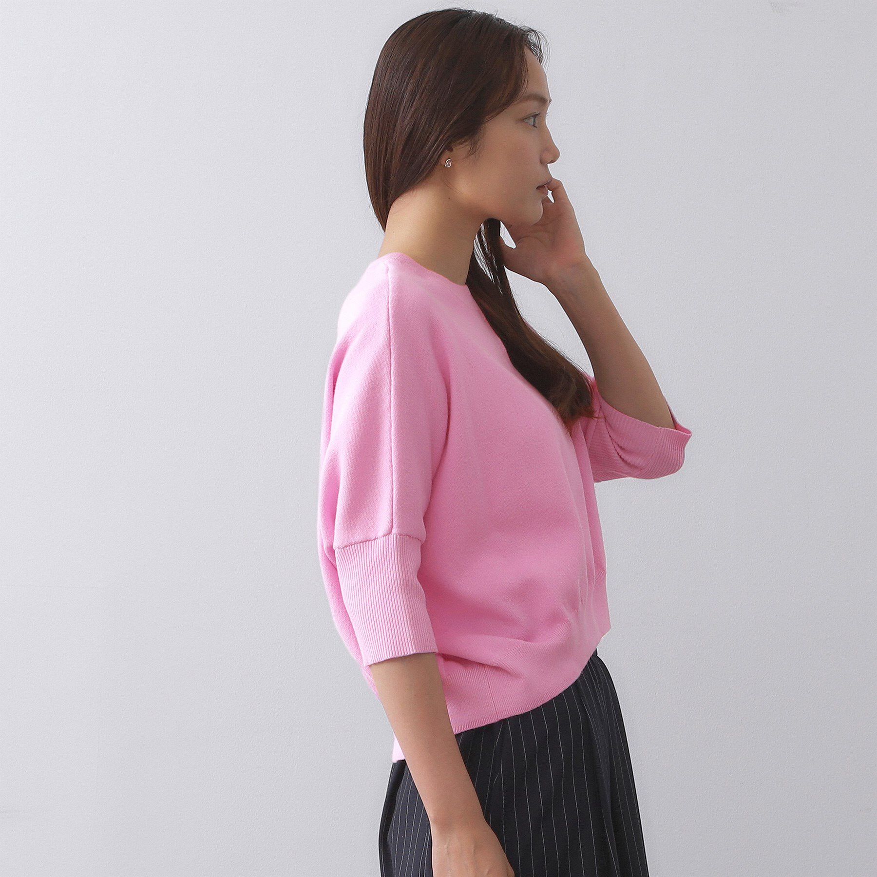 OPAQUE.CLIP「スウェットライクドルマンスリーブニット【洗濯機洗い可】」|ニット・セーター|