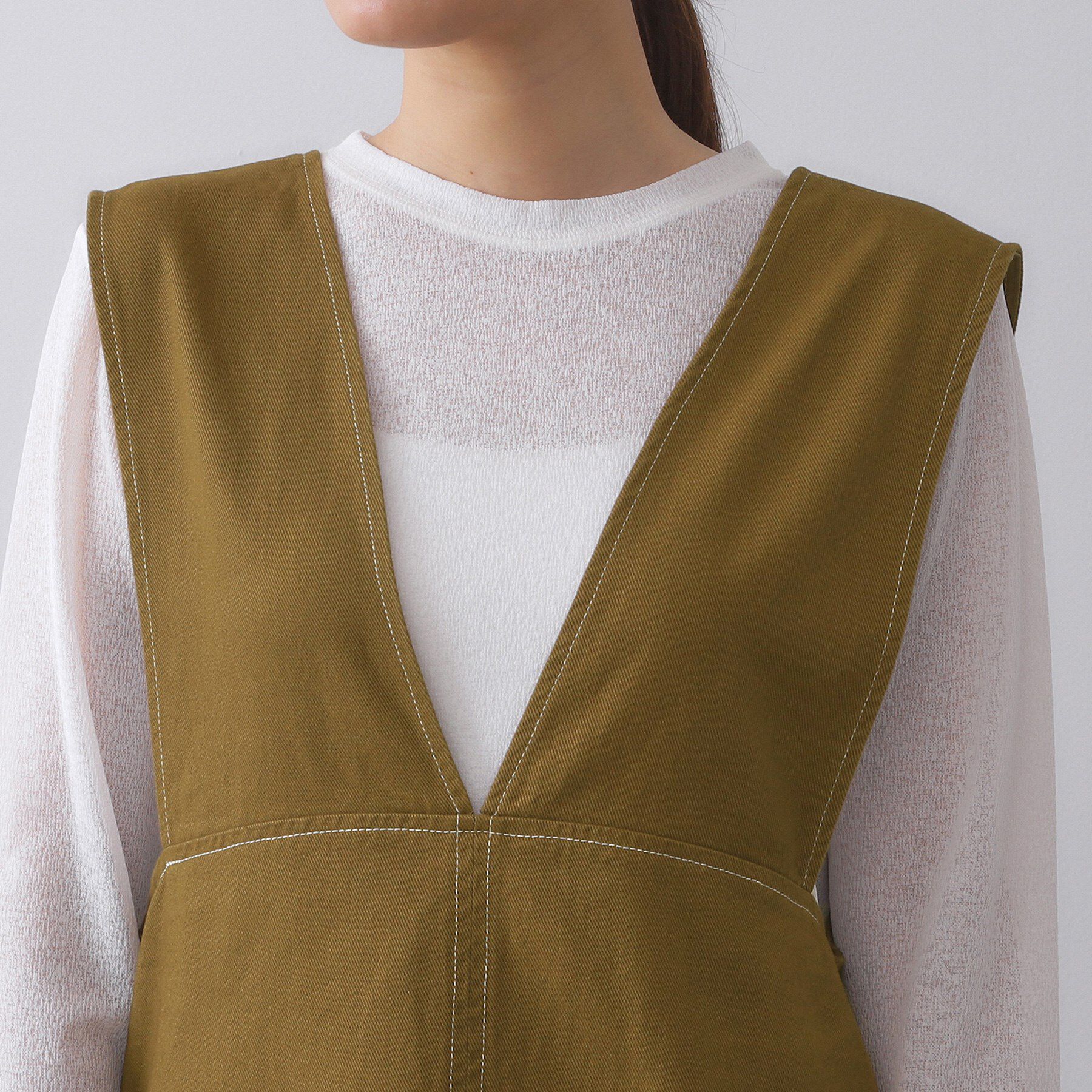 OPAQUE.CLIP「配色ステッチジャンスカ【洗濯機洗い可】」|ワンピース|