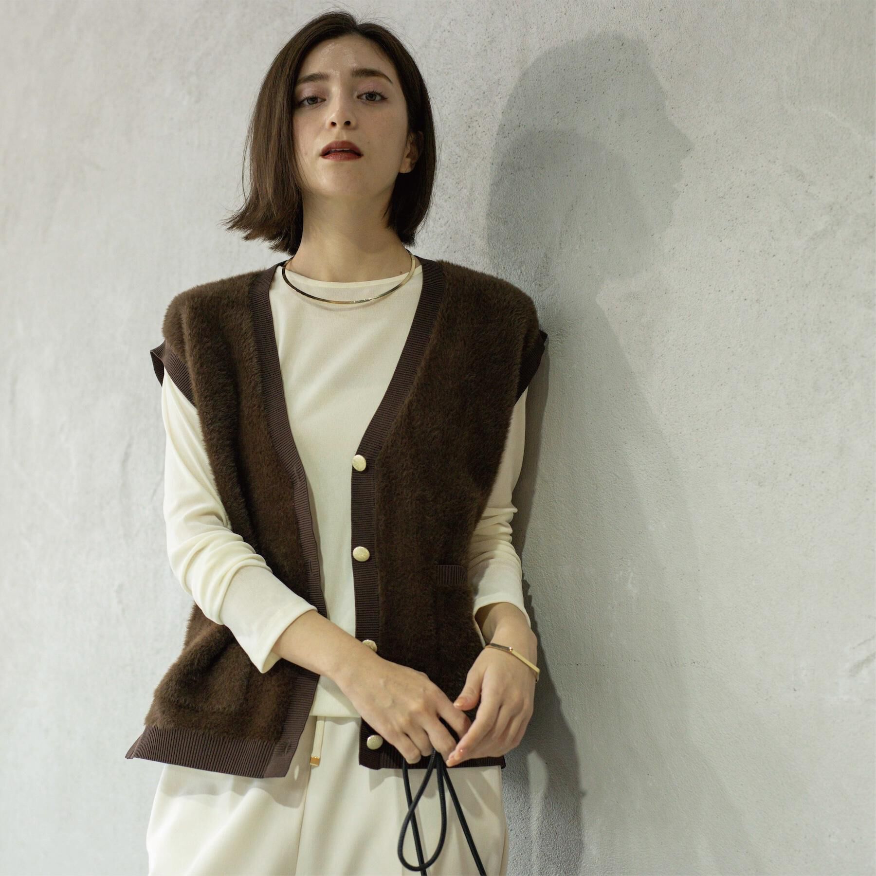 OPAQUE.CLIP「フェザーヤーンニットベスト【洗濯機OK/抗ピル】」|ニット・セーター|