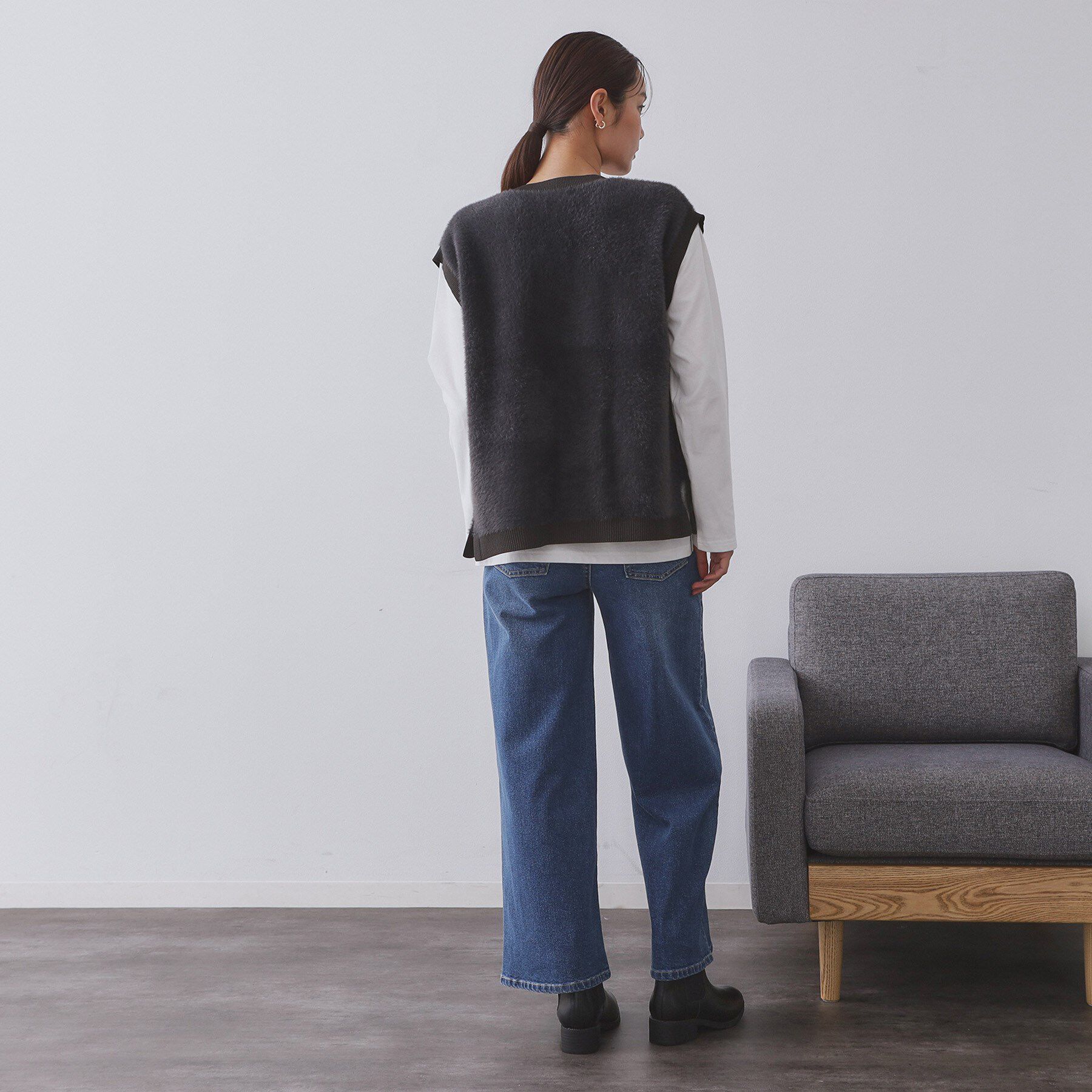 OPAQUE.CLIP「フェザーヤーンニットベスト【洗濯機OK/抗ピル】」|ニット・セーター|