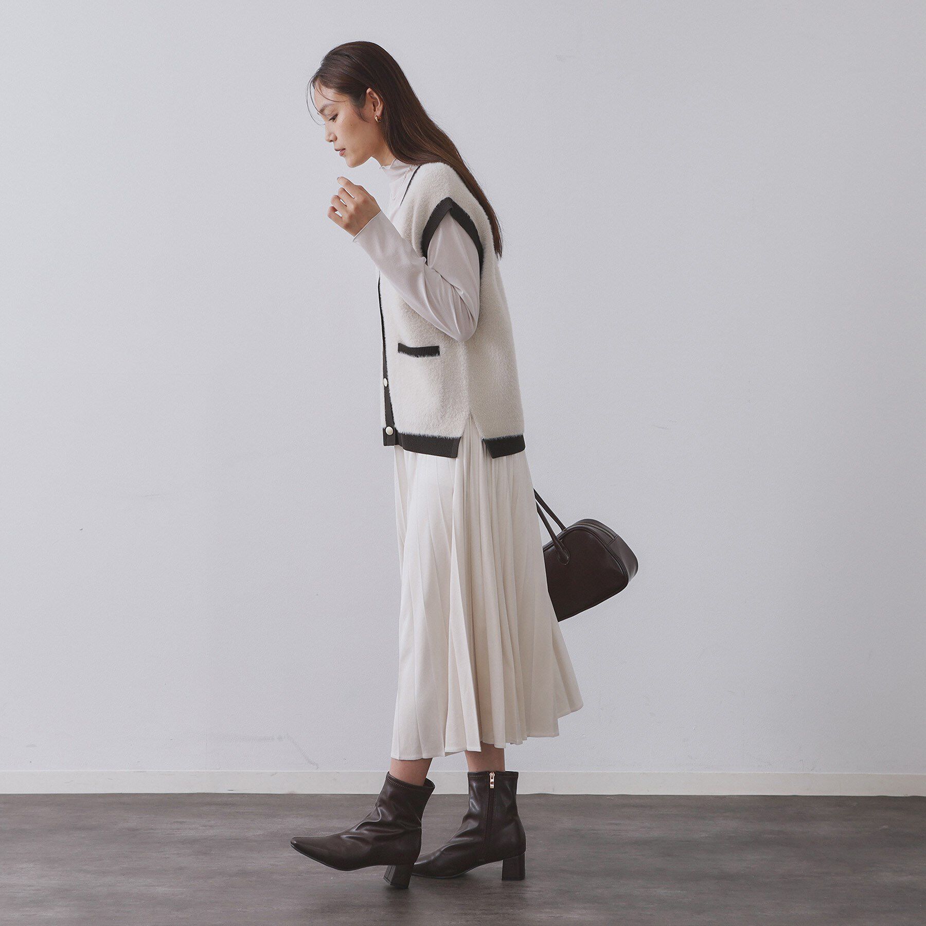 OPAQUE.CLIP「フェザーヤーンニットベスト【洗濯機OK/抗ピル】」|ニット・セーター|