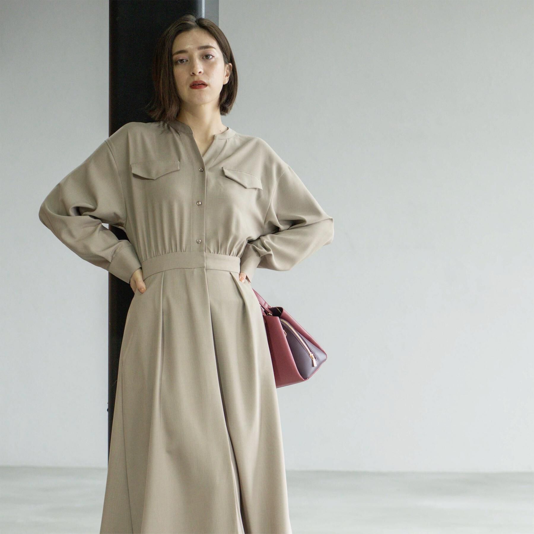 OPAQUE.CLIP「ウールライクフィット＆フレアワンピース【洗濯機OK】」|ワンピース|