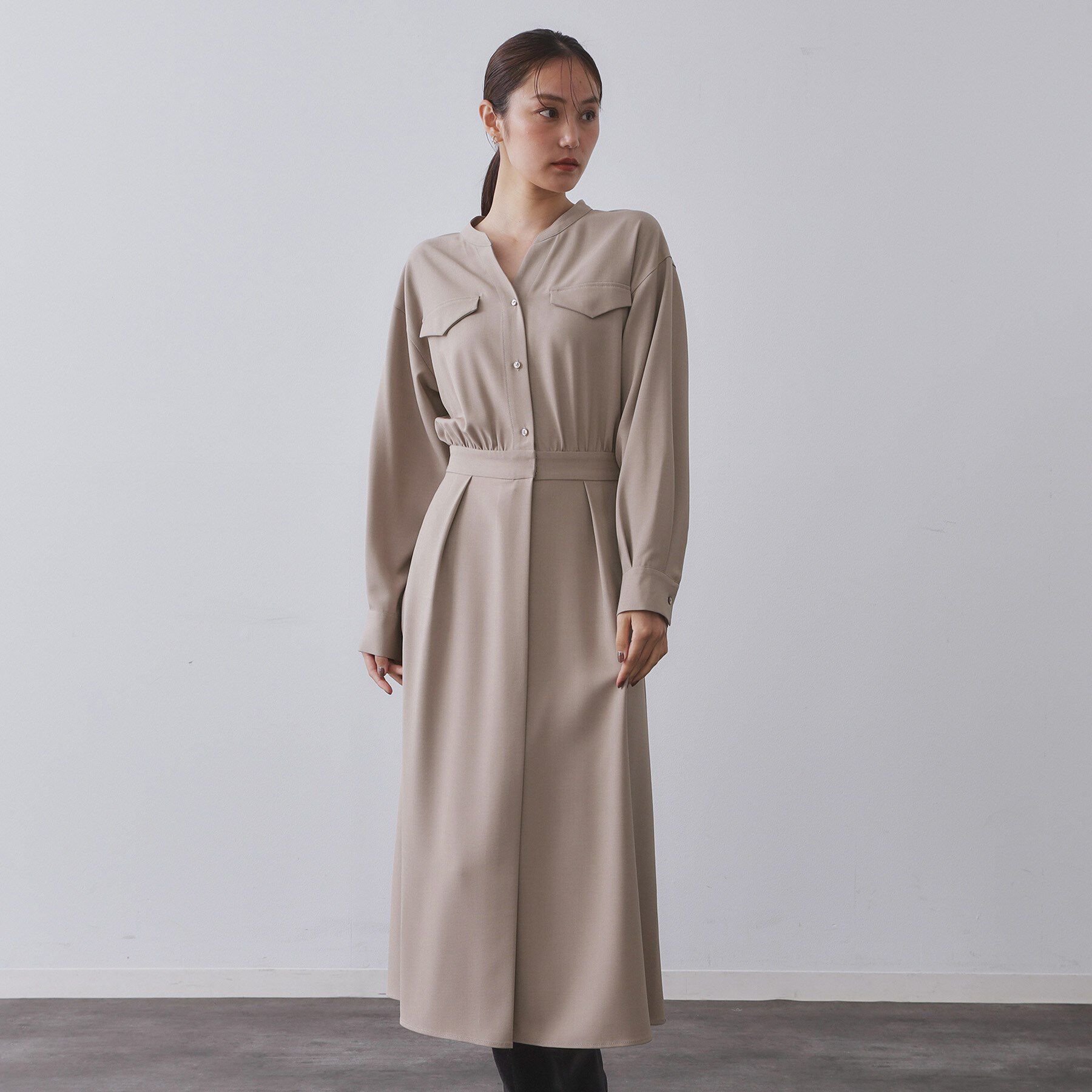 OPAQUE.CLIP「ウールライクフィット＆フレアワンピース【洗濯機OK】」|ワンピース|