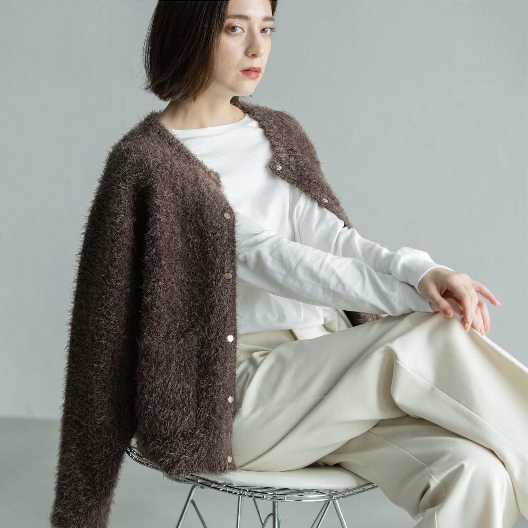 OPAQUE.CLIP「シャギーミドルカーディガン【洗濯機OK】《6col》」|カーディガン|