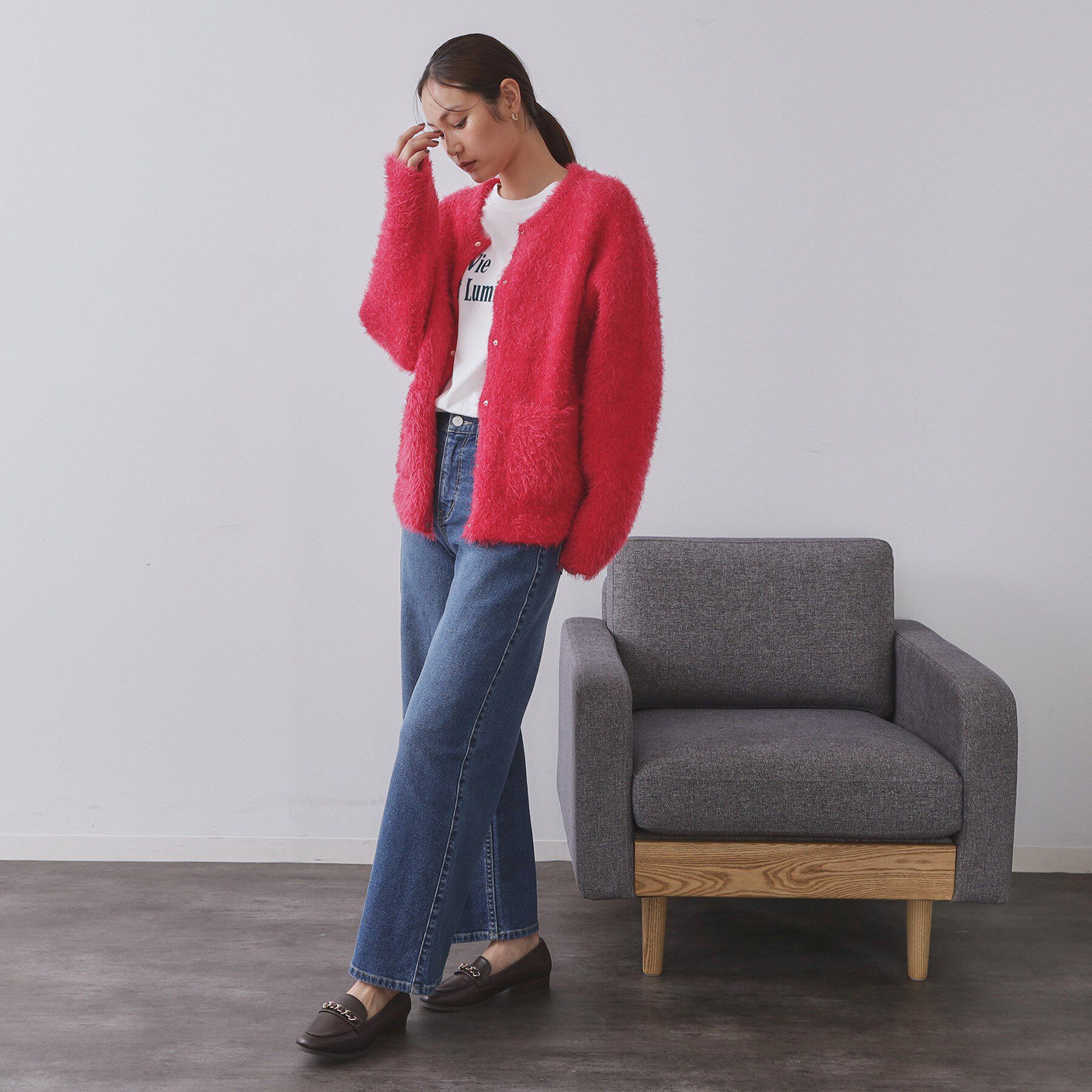 OPAQUE.CLIP「シャギーミドルカーディガン【洗濯機OK】《6col》」|カーディガン|