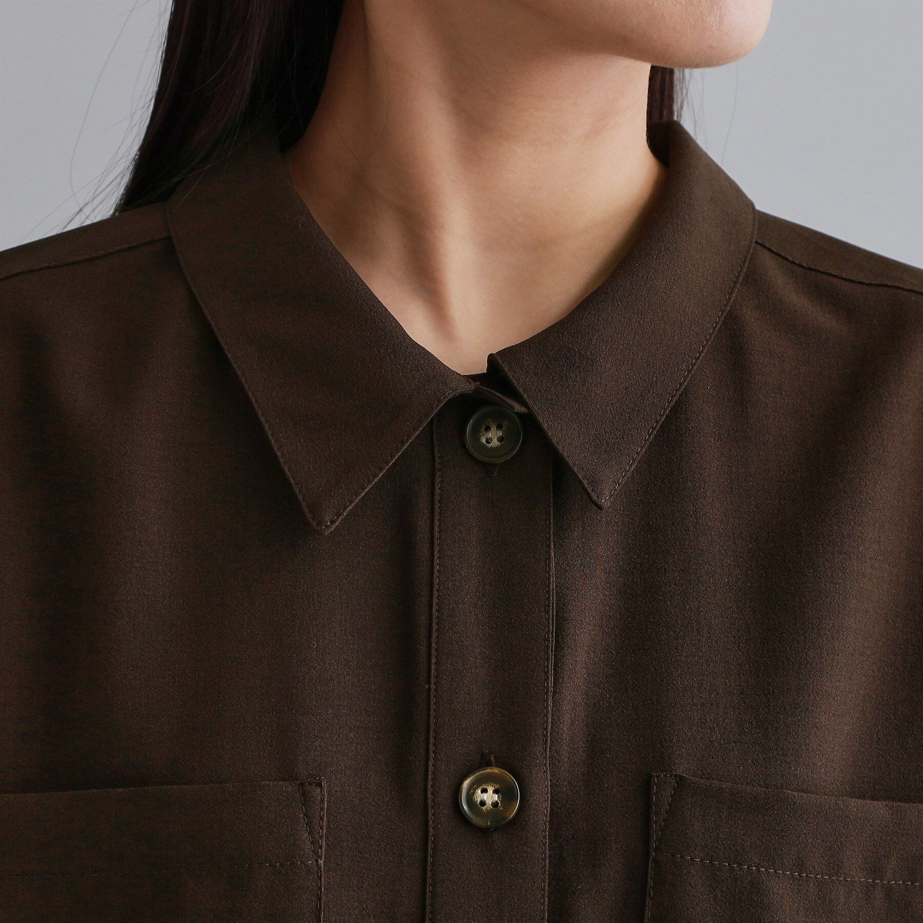 OPAQUE.CLIP「【es】ダブルポケットロングシャツワンピース【洗濯機OK】」|ワンピース|