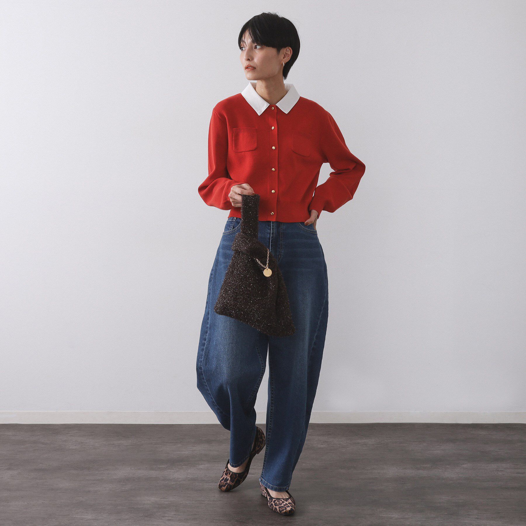 OPAQUE.CLIP「メタルチャーム付きラメニットバッグ」|トートバッグ|