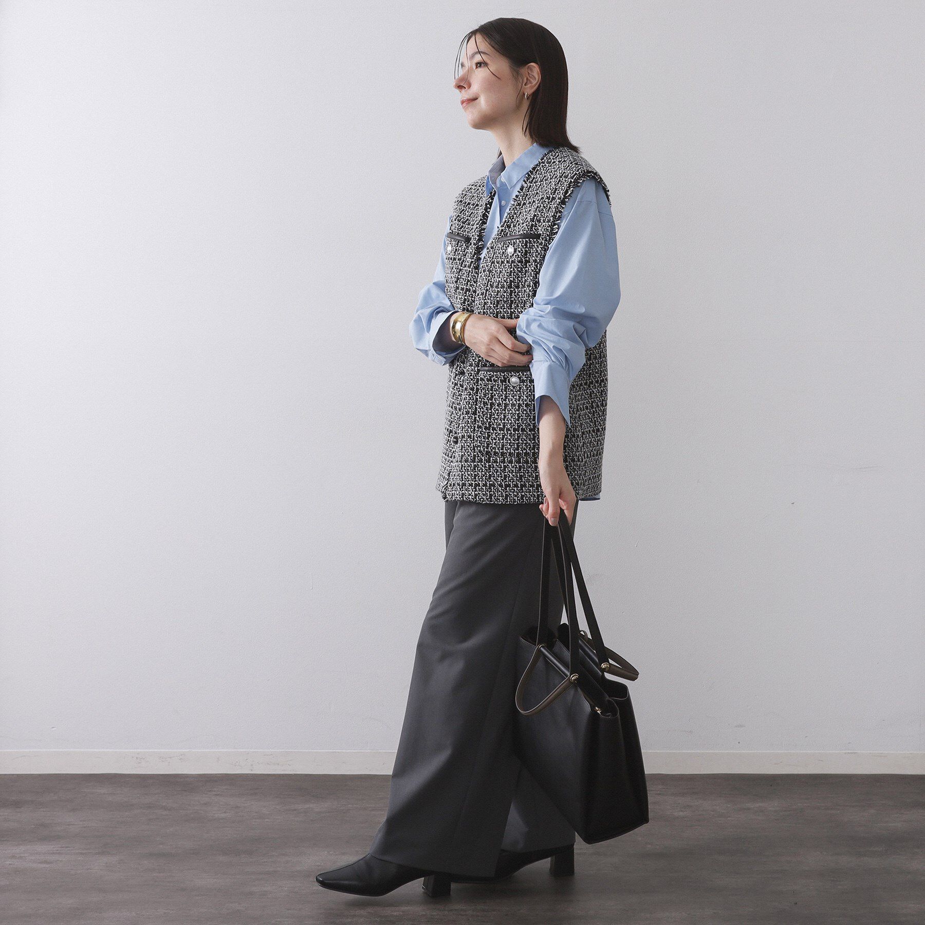 OPAQUE.CLIP「ツイードVネックベスト【洗濯機OK】」|ベスト・ジレ|