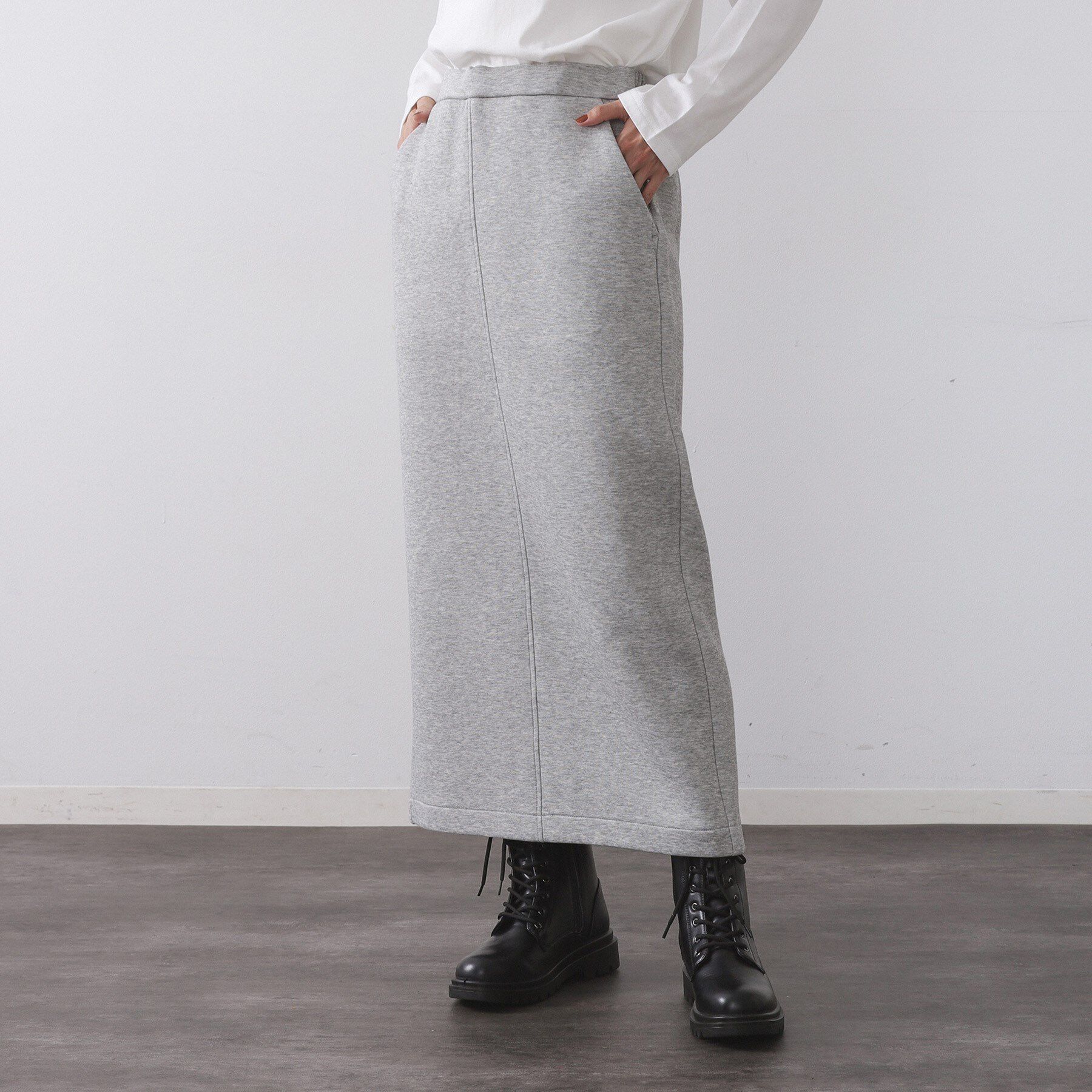 OPAQUE.CLIP「イージーナロースカート/セットアップ対応可【洗濯機OK】」|スカート|グレー(012)