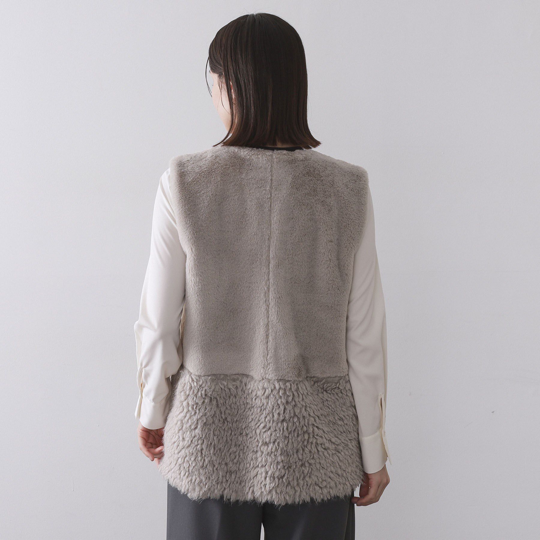 OPAQUE.CLIP「フェイクファー&times;フェイクボアドッキングジレ【洗濯機OK】」|ベスト・ジレ|
