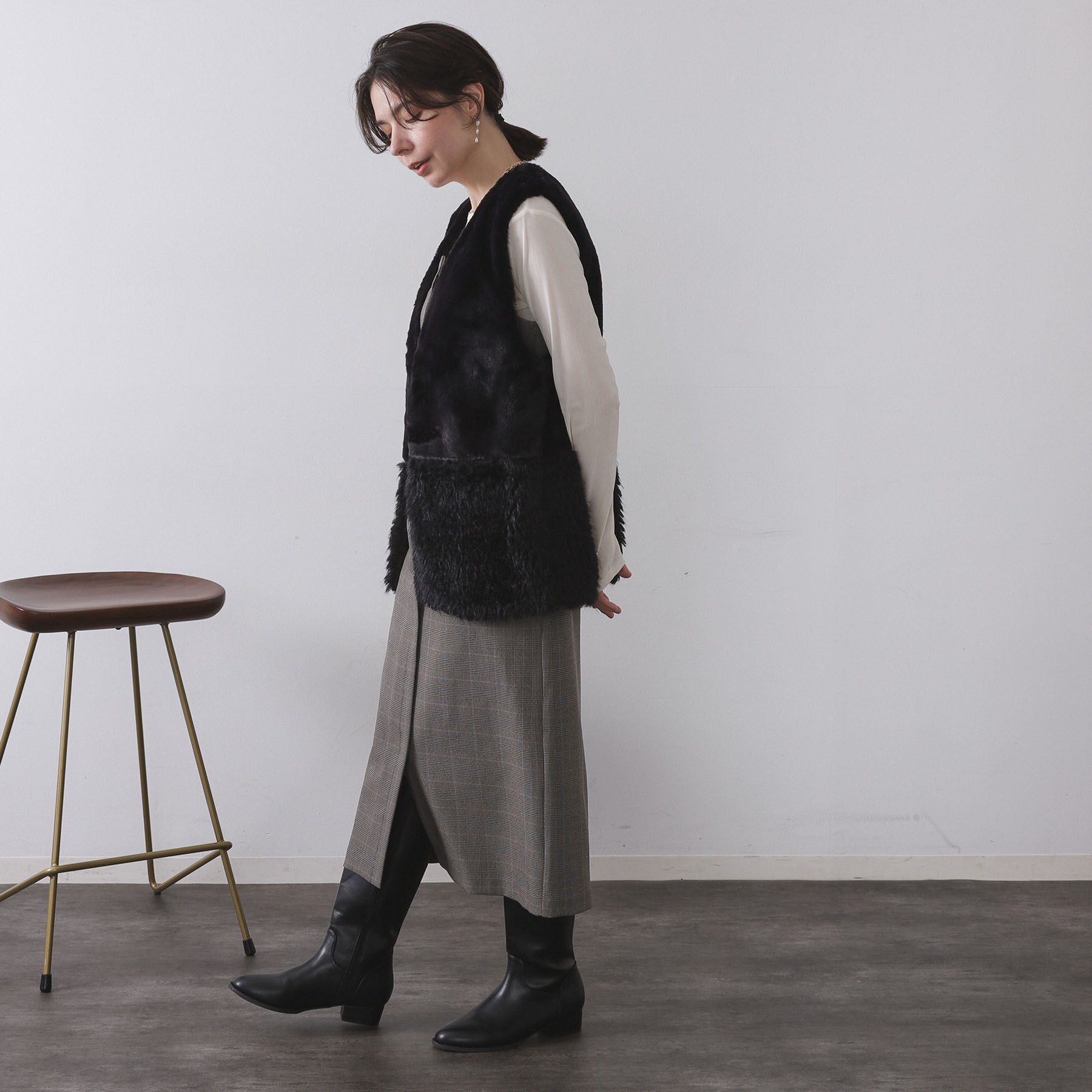 OPAQUE.CLIP「フェイクファー&times;フェイクボアドッキングジレ【洗濯機OK】」|ベスト・ジレ|