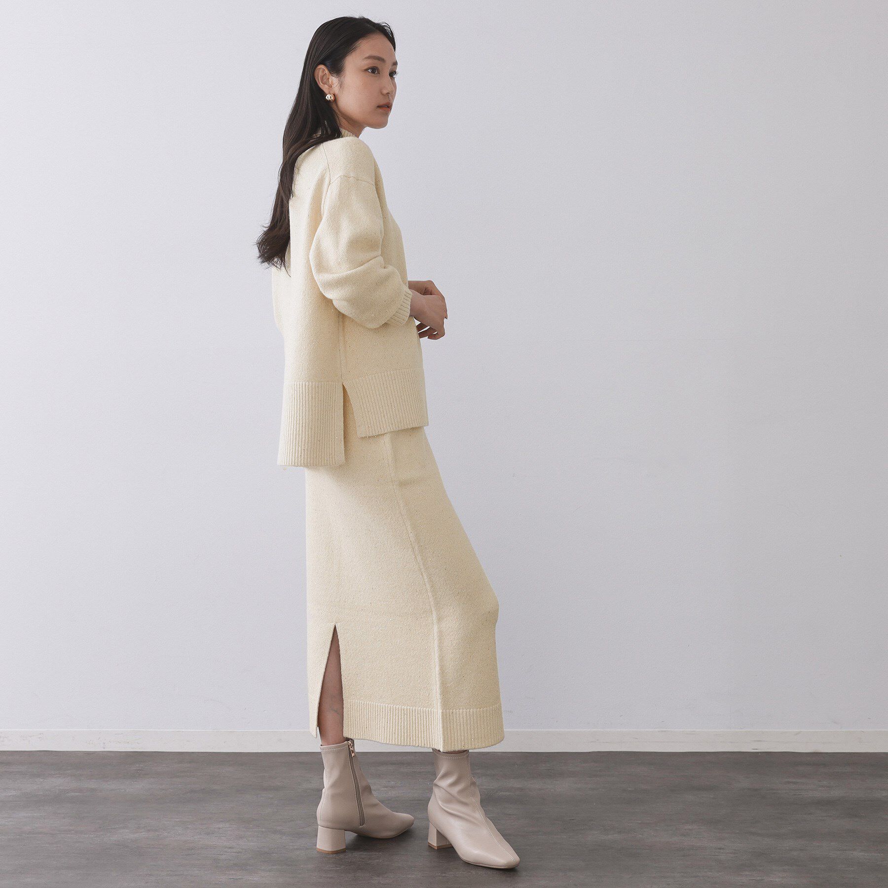 OPAQUE.CLIP「ラメスパンコールハイネックニット/セットアップ対応可【洗濯機OK】」|ニット・セーター|