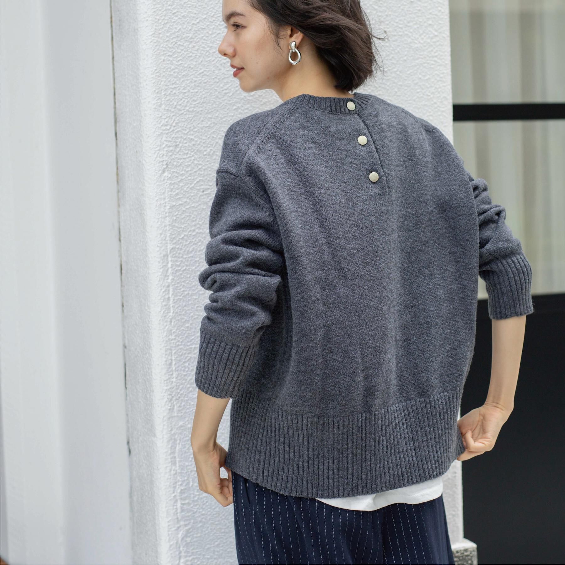 OPAQUE.CLIP「バックボタンリラクシーニット【洗濯機OK】」|ニット・セーター|