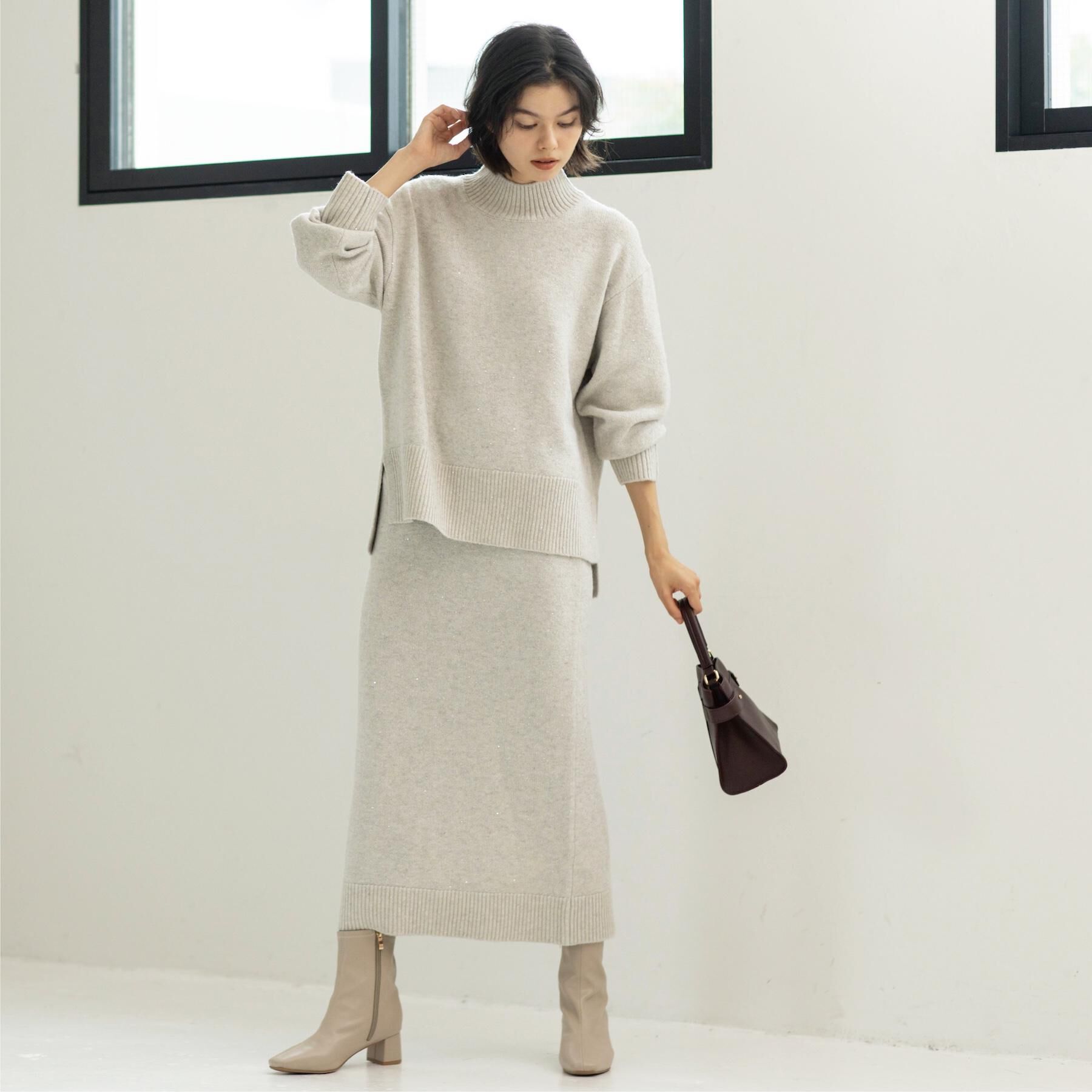 OPAQUE.CLIP「ラメスパンコールナロースカート/セットアップ対応可【洗濯機OK】」|スカート|