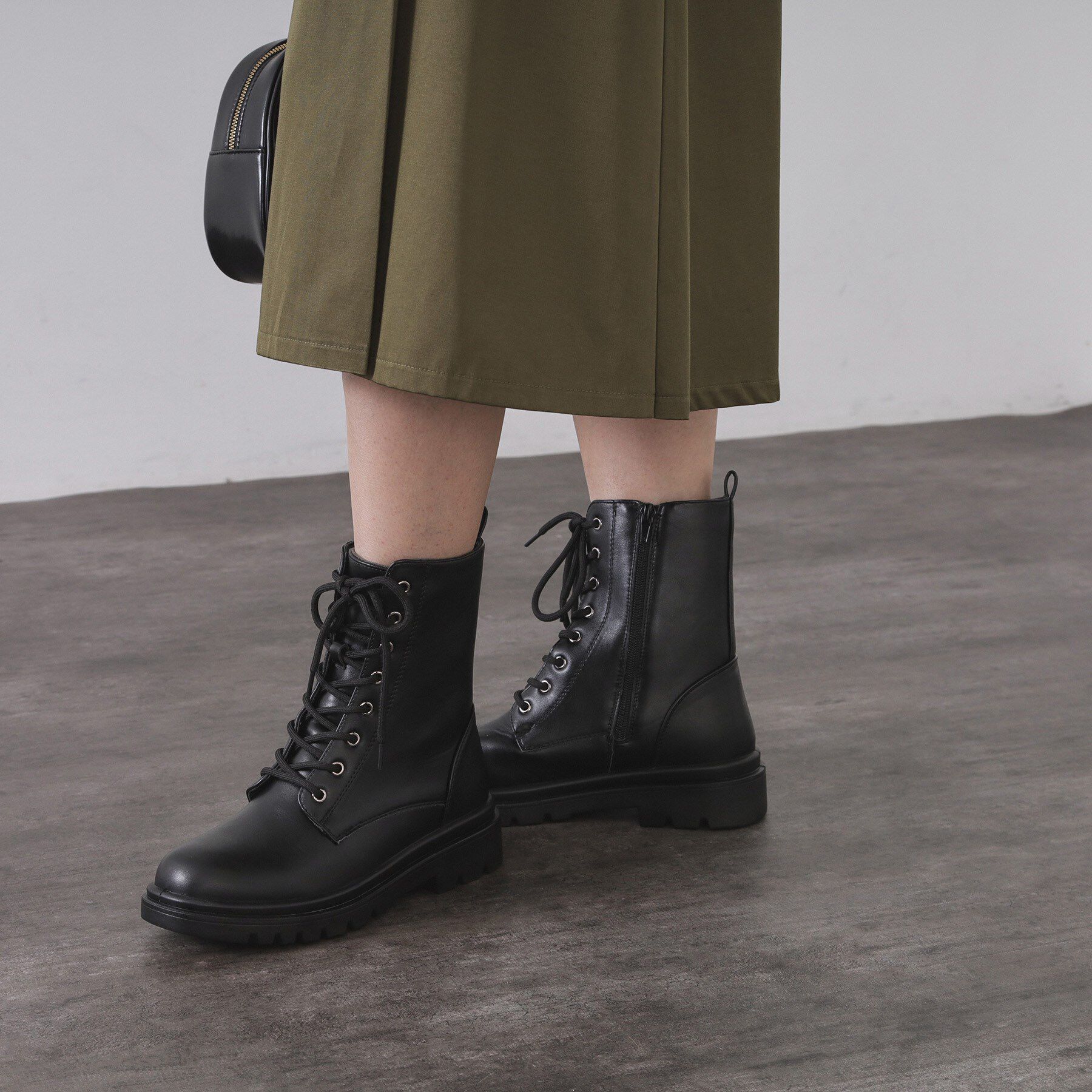 OPAQUE.CLIP「【生活防水】厚底タンクソールレースアップブーツ」|ショートブーツ|