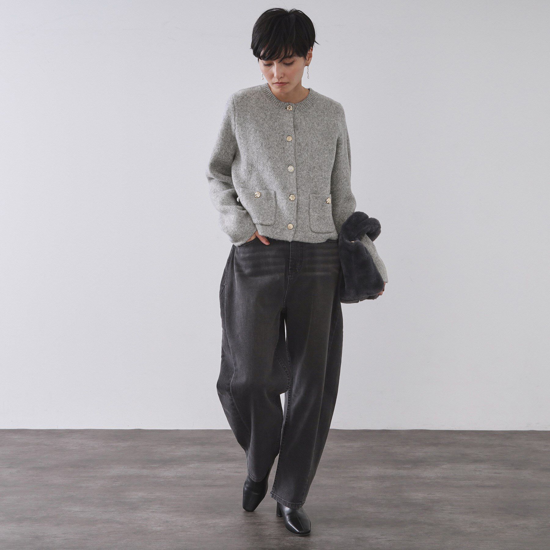 OPAQUE.CLIP「ビジューボタンニットカーディガン【洗える】」|カーディガン|