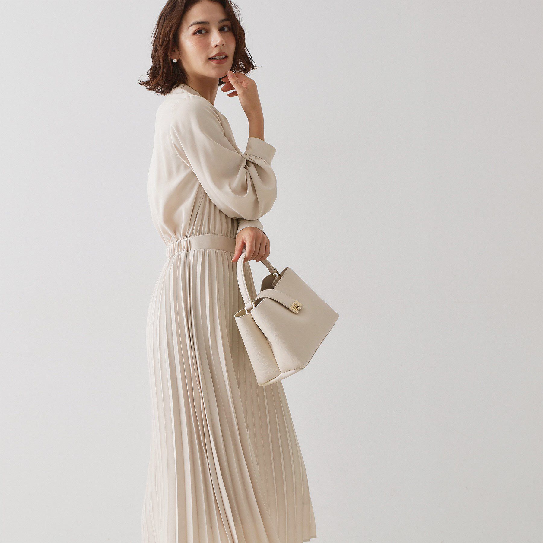 OPAQUE.CLIP「《通勤対応》ジョーゼットプリーツワンピース【洗濯機OK】」|ワンピース|