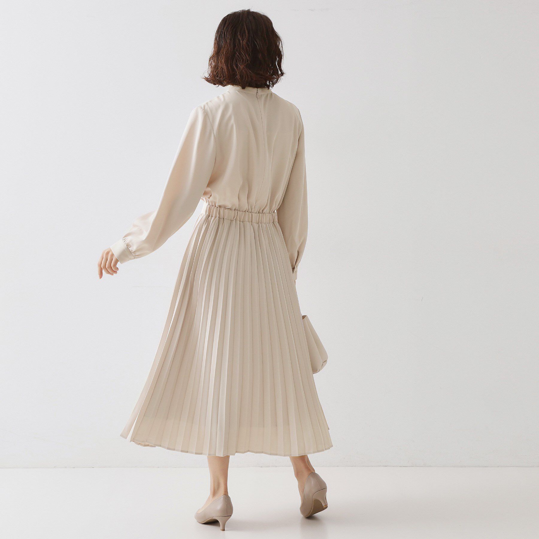 OPAQUE.CLIP「《通勤対応》ジョーゼットプリーツワンピース【洗濯機OK】」|ワンピース|