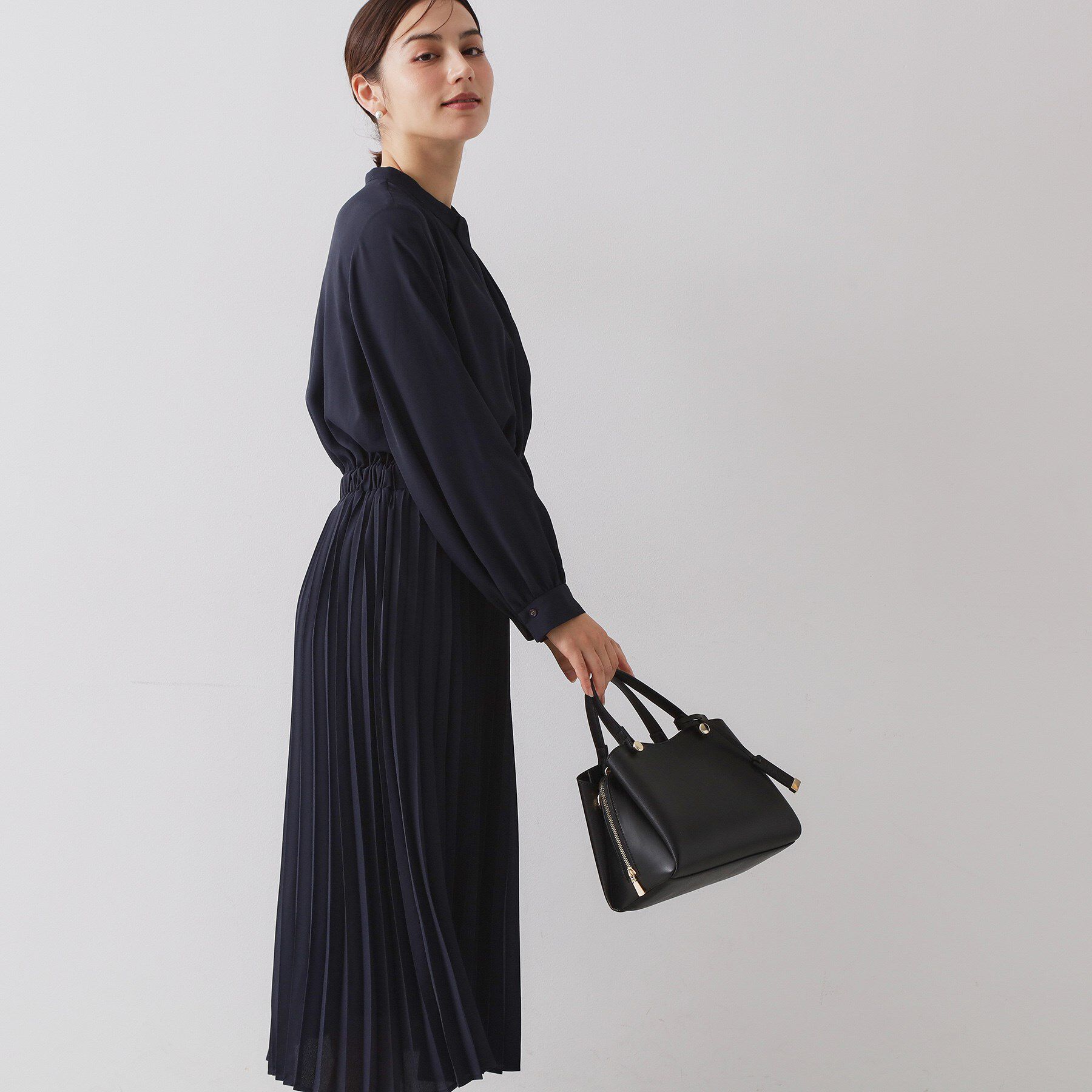 OPAQUE.CLIP「《通勤対応》ジョーゼットプリーツワンピース【洗濯機OK】」|ワンピース|