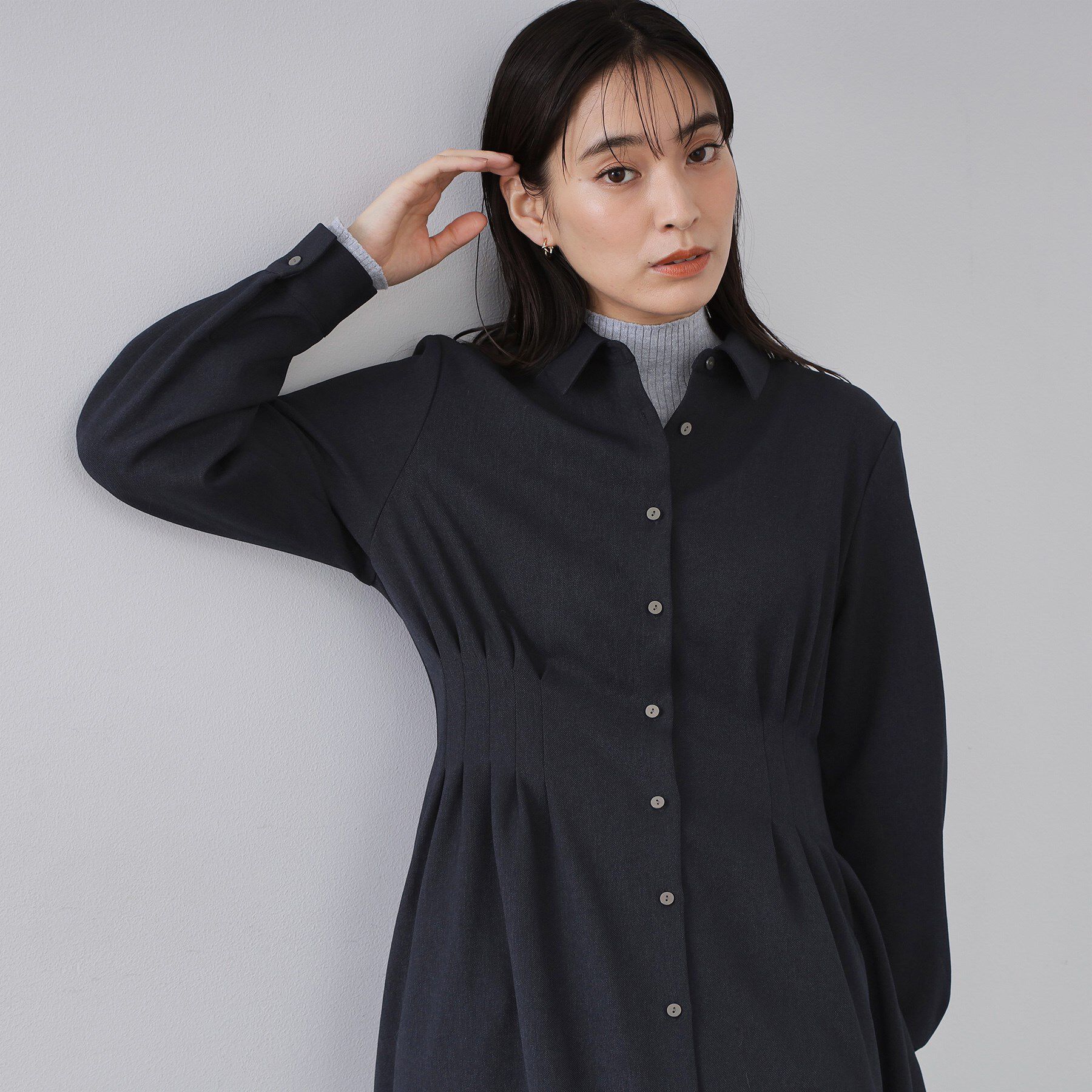 OPAQUE.CLIP「ウエストタックフィット＆フレアワンピース【洗濯機OK】」|ワンピース|