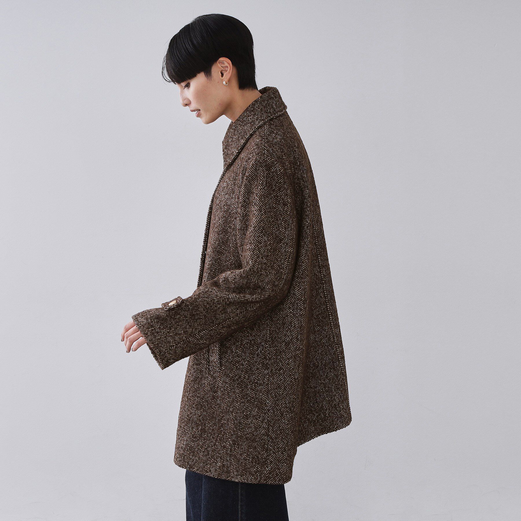 OPAQUE.CLIP「ヘリンボーンステンカラーコート」|ステンカラーコート|