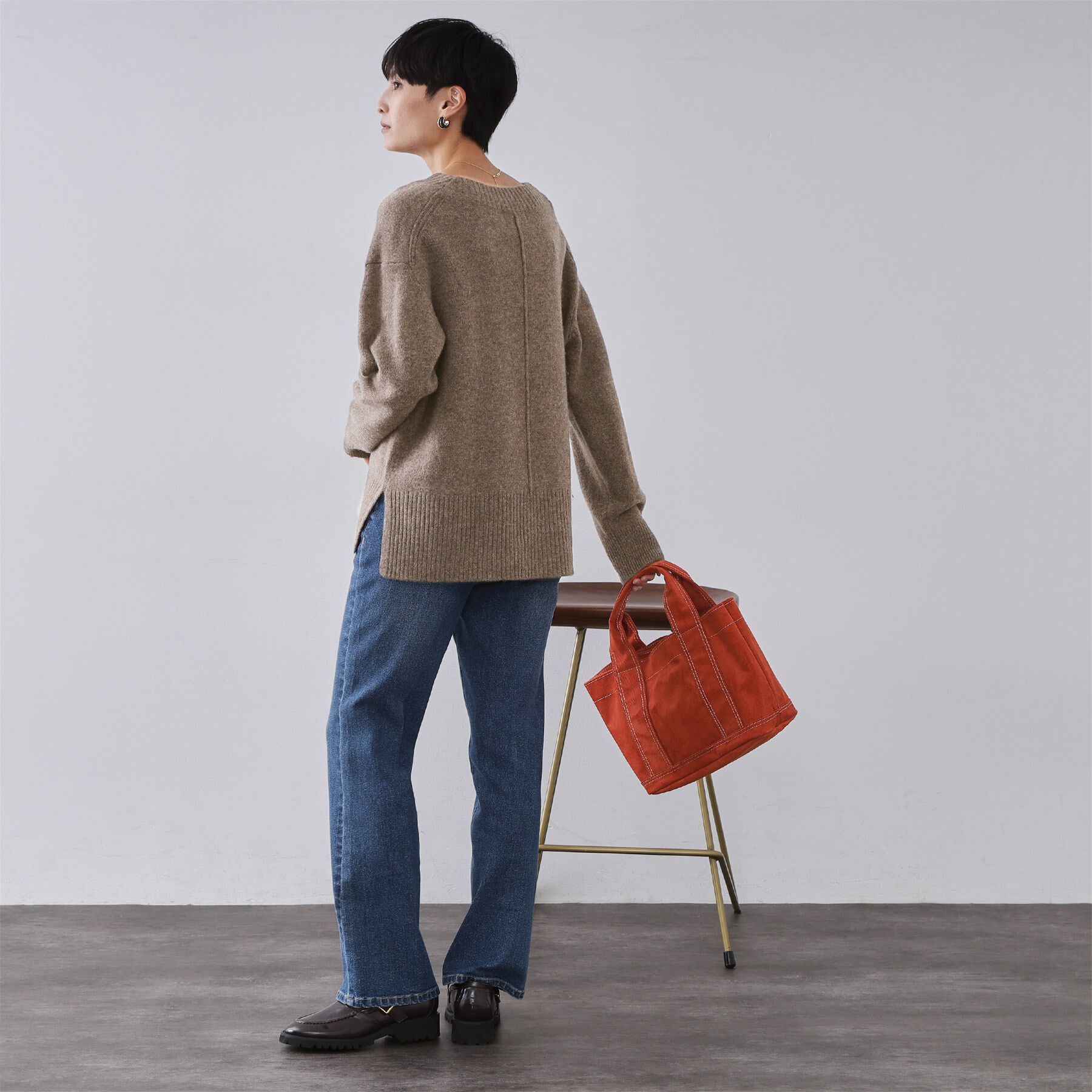 OPAQUE.CLIP「リラクシーVネックミドルゲージニット【洗える】」|ニット・セーター|