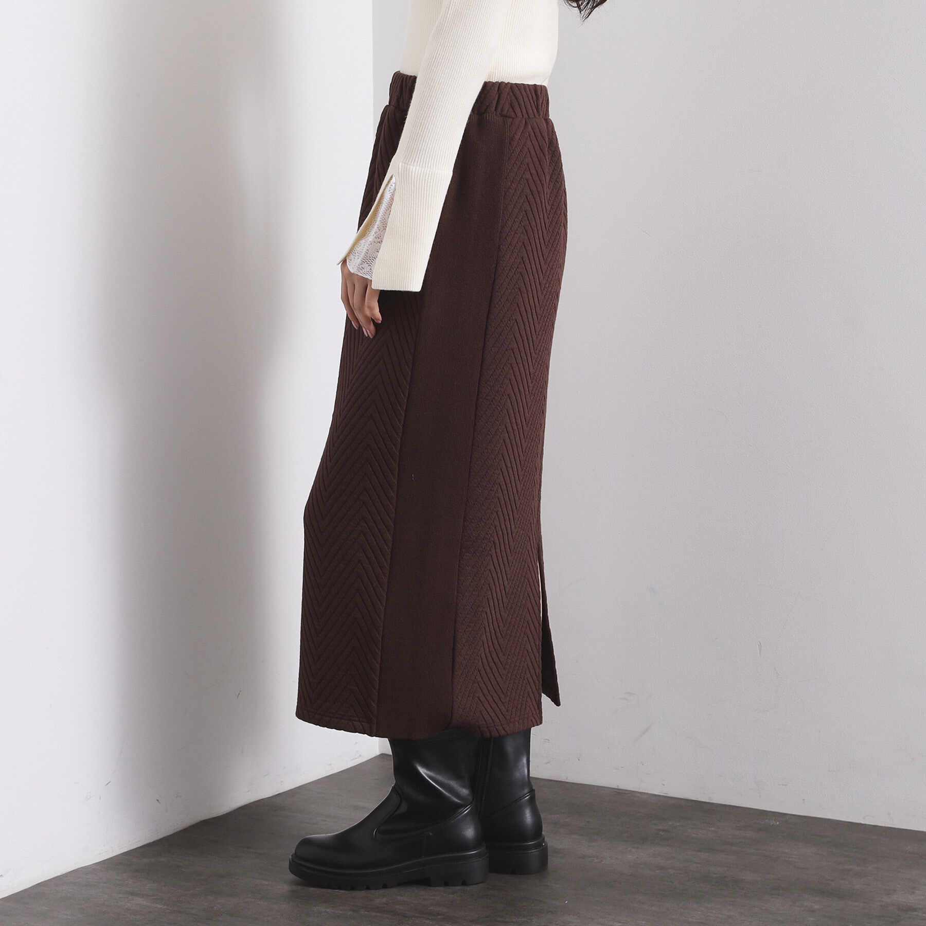 OPAQUE.CLIP「キルティングイージーナロースカート【洗濯機OK】」|スカート|