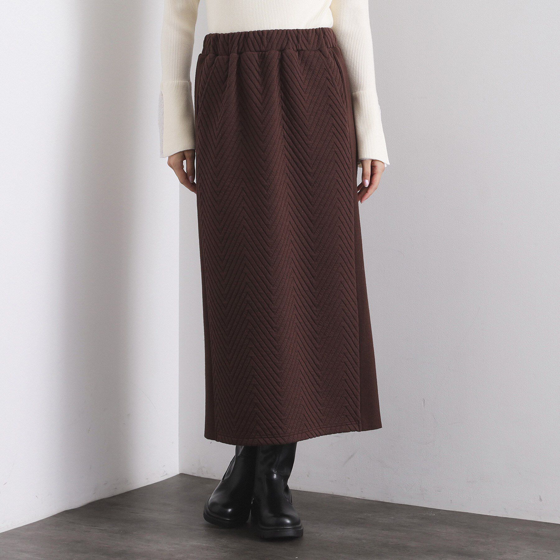 OPAQUE.CLIP「キルティングイージーナロースカート【洗濯機OK】」|スカート|