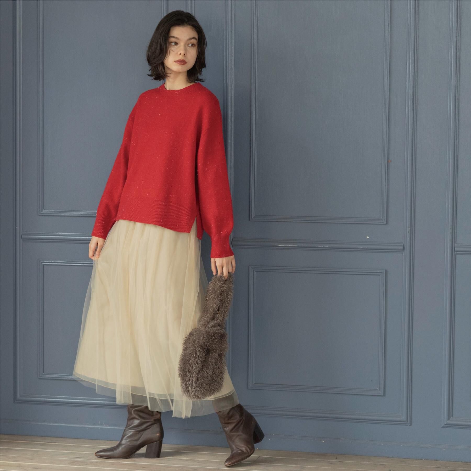 OPAQUE.CLIP「きらきらクルーミドルゲージニット【洗濯機OK】」|ニット・セーター|