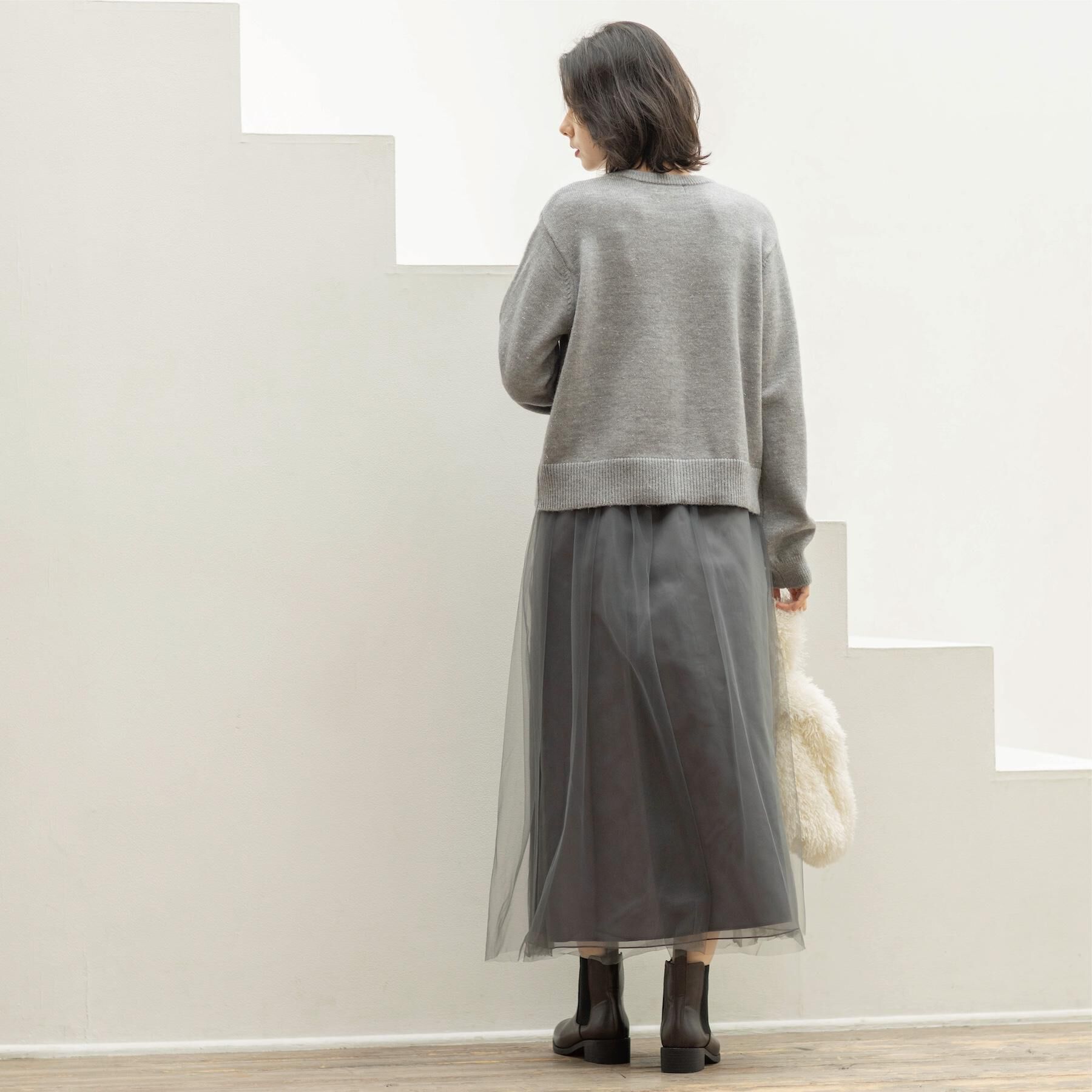 OPAQUE.CLIP「チュールイージーギャザースカート【洗濯機OK】」|スカート|