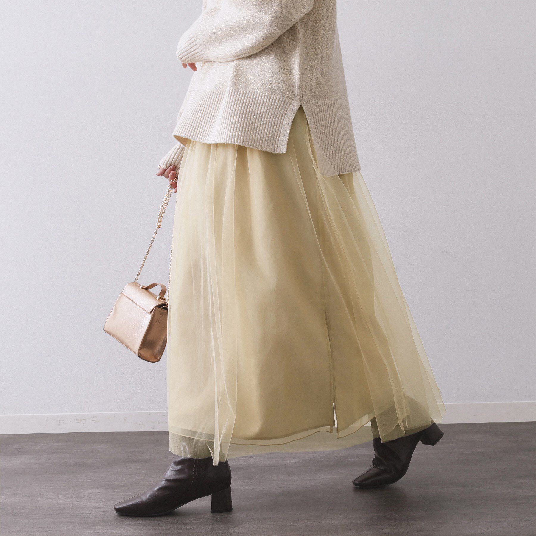 OPAQUE.CLIP「チュールイージーギャザースカート【洗濯機OK】」|スカート|