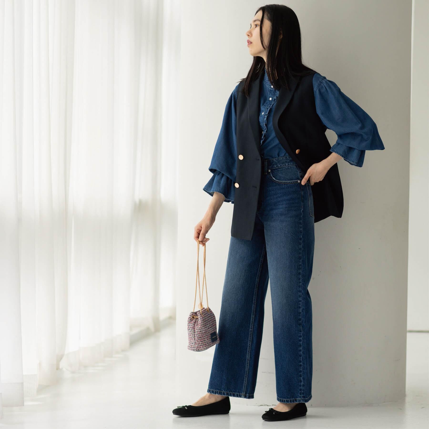 OPAQUE.CLIP「ワイドストレートデニムパンツ【洗濯機OK】《S～LL》」|デニム|