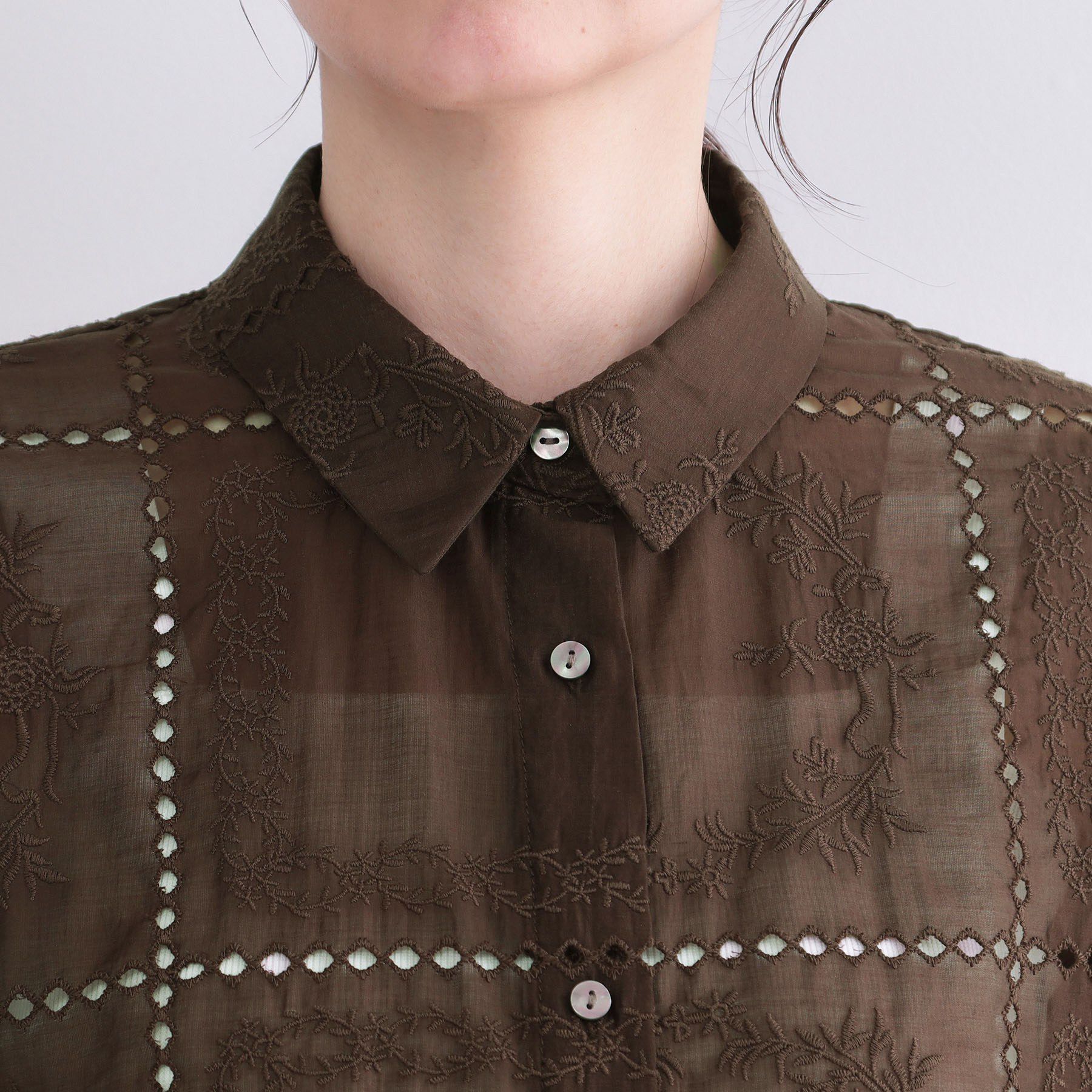 OPAQUE.CLIP「刺繍ハーフスリーブシャツ／セットアップ対応可【洗濯機OK】」|シャツ・ブラウス|