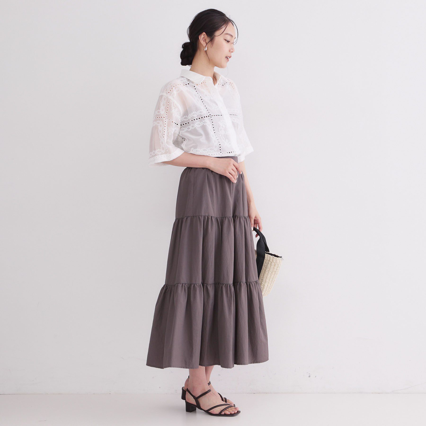 OPAQUE.CLIP「刺繍ハーフスリーブシャツ／セットアップ対応可【洗濯機OK】」|シャツ・ブラウス|