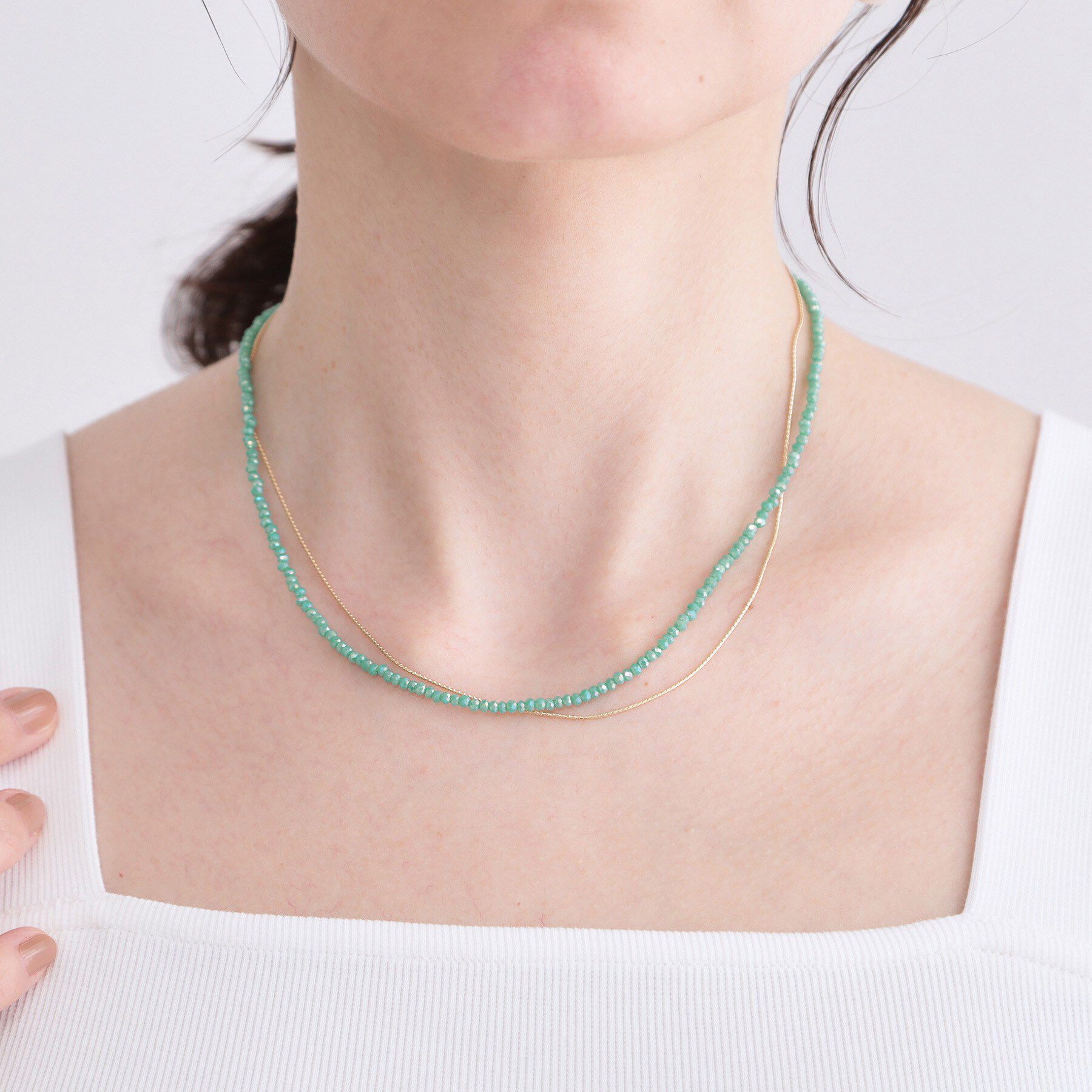 OPAQUE.CLIP「カラービーズ&times;メタル2連ネックレス」|ネックレス|