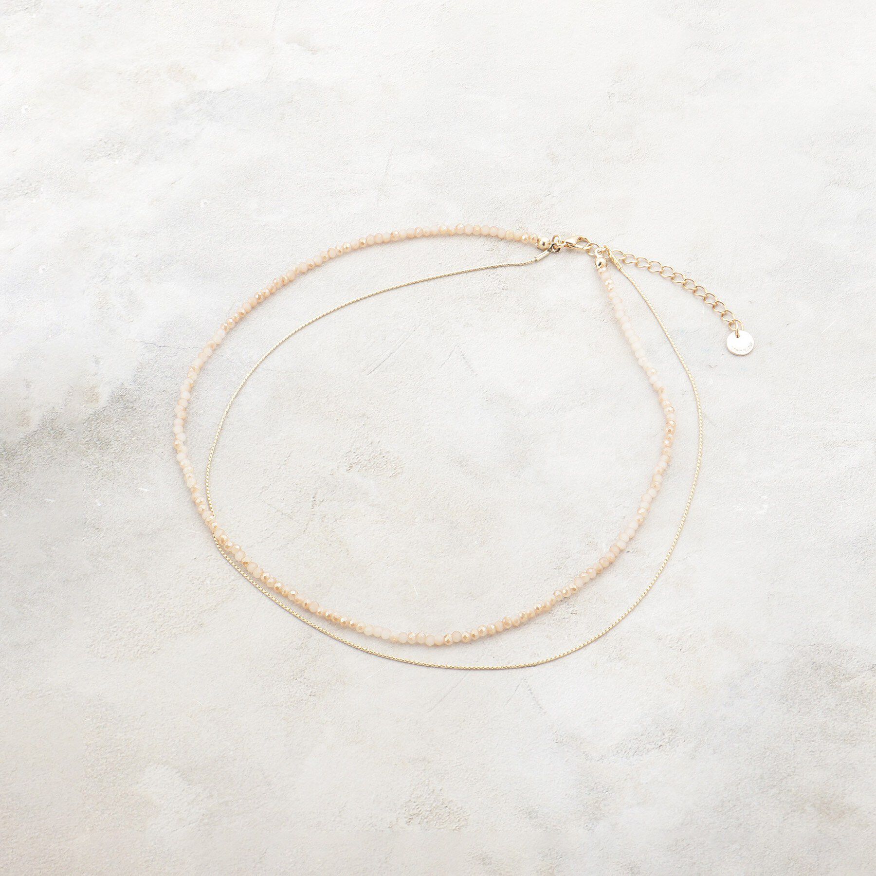 OPAQUE.CLIP「カラービーズ&times;メタル2連ネックレス」|ネックレス|ベージュ(052)