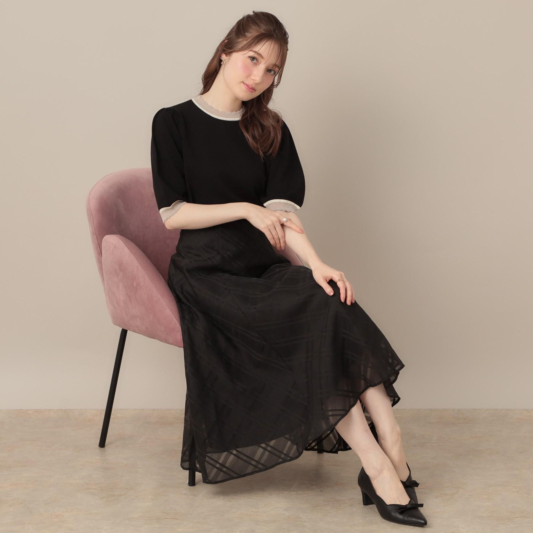 Couture broach「【美シルエット・通勤】シアーチェックオーガンジースカート」|スカート|