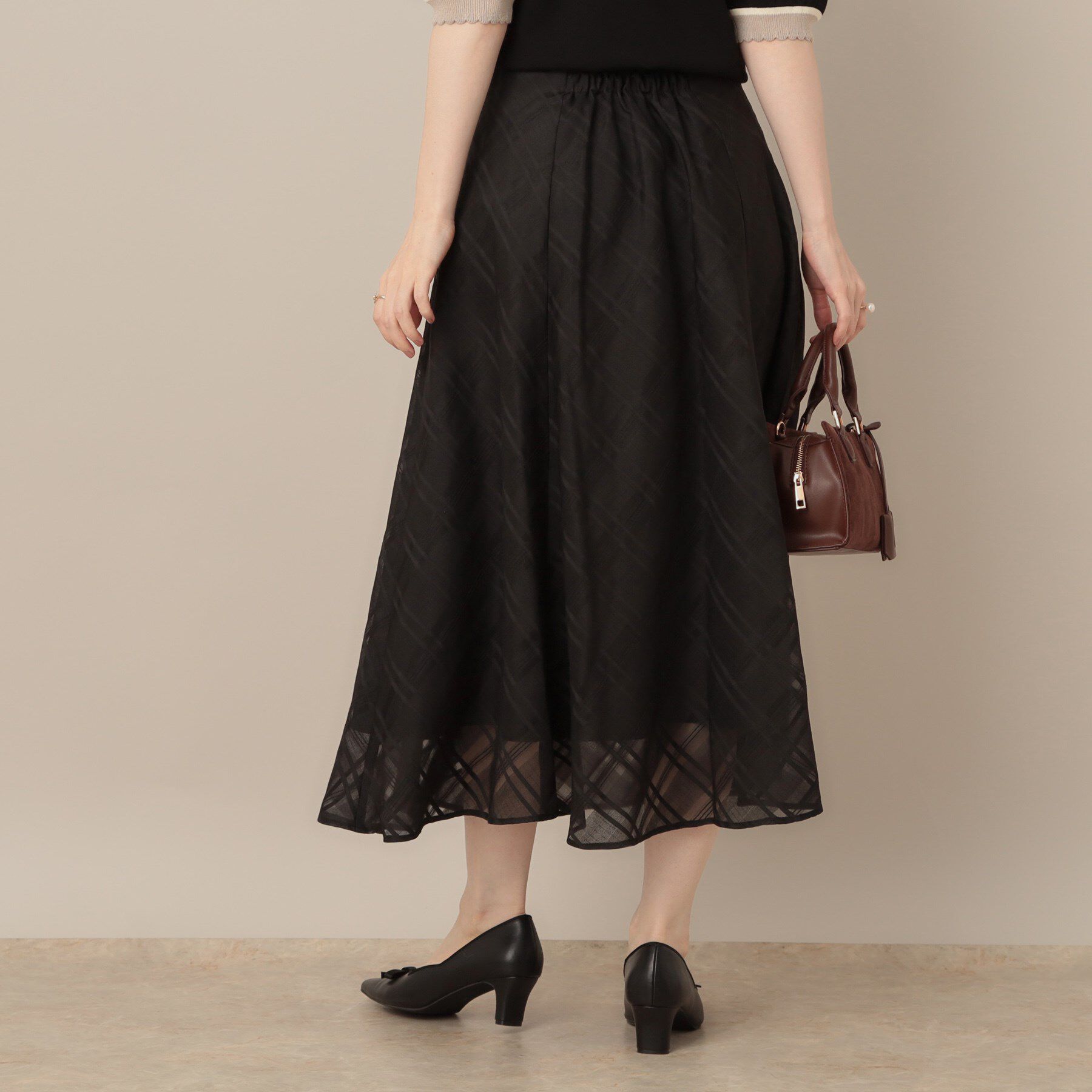 Couture broach「【美シルエット・通勤】シアーチェックオーガンジースカート」|スカート|