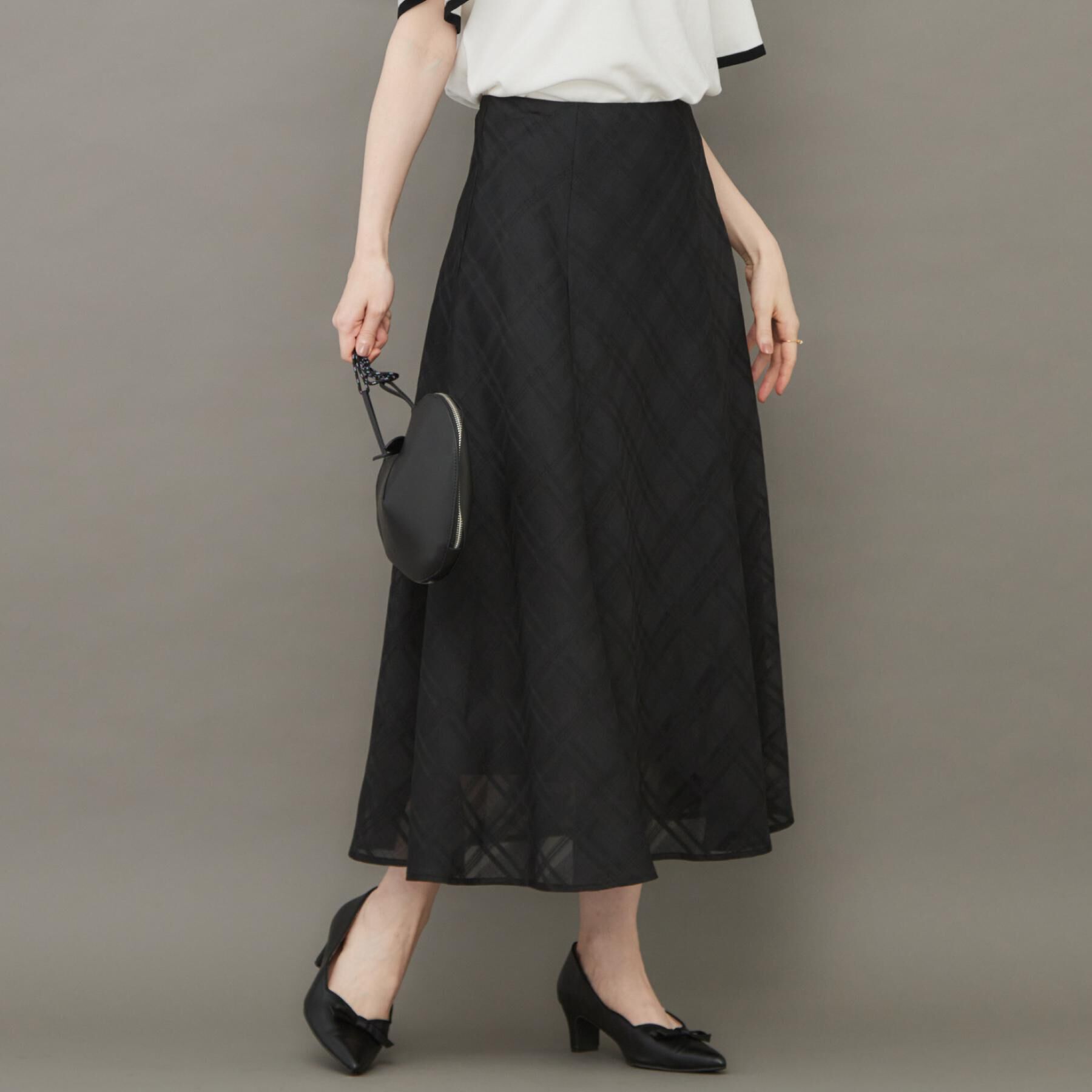 Couture broach「【美シルエット・通勤】シアーチェックオーガンジースカート」|スカート|