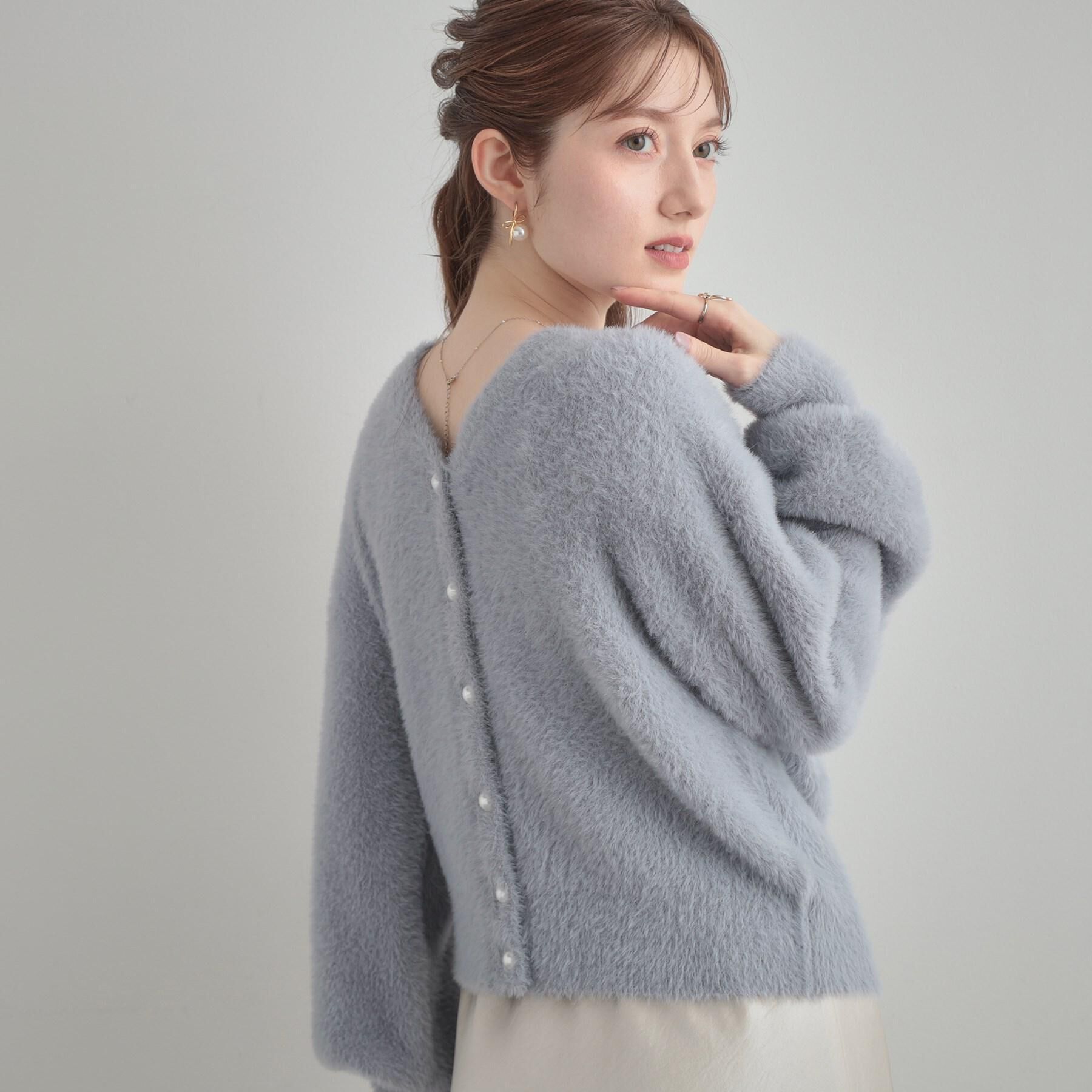 Couture broach「【ふわふわ/前後2WAY】フェザーカーディトップス」|カーディガン|サックスブルー(09