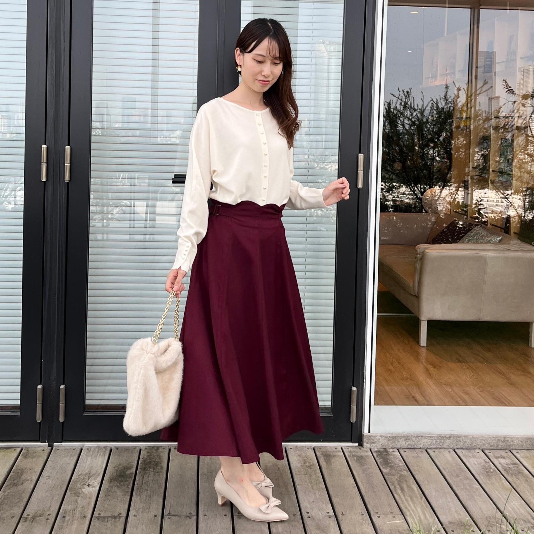 Couture broach「【大人上品・通勤・前後2WAY】バックパール調ドルマンニット」|ニット・セーター|